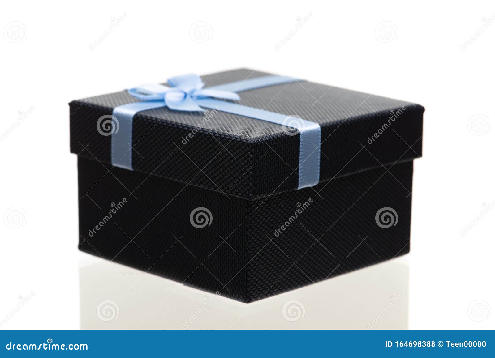 Gift Box with Blue Ribbon Isolated on White Stock Photo Image of