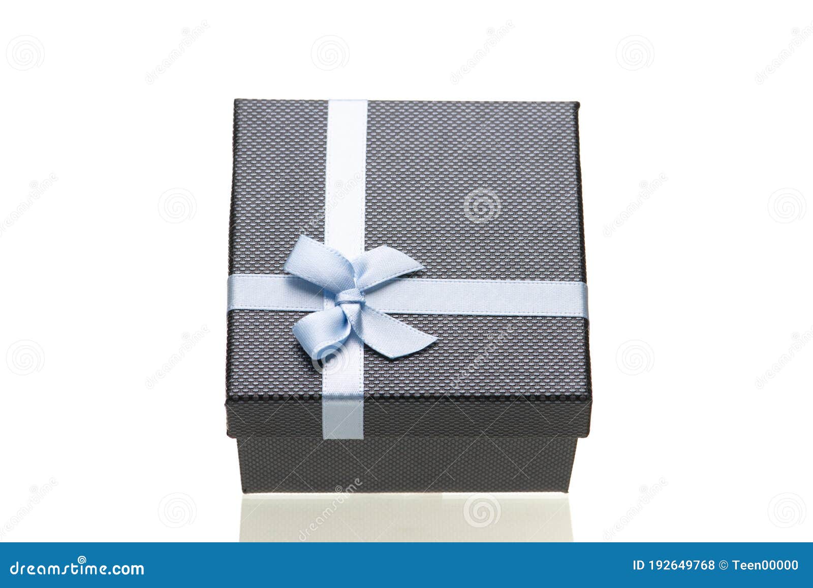 Gift Box with Blue Ribbon Isolated on White Stock Photo Image of