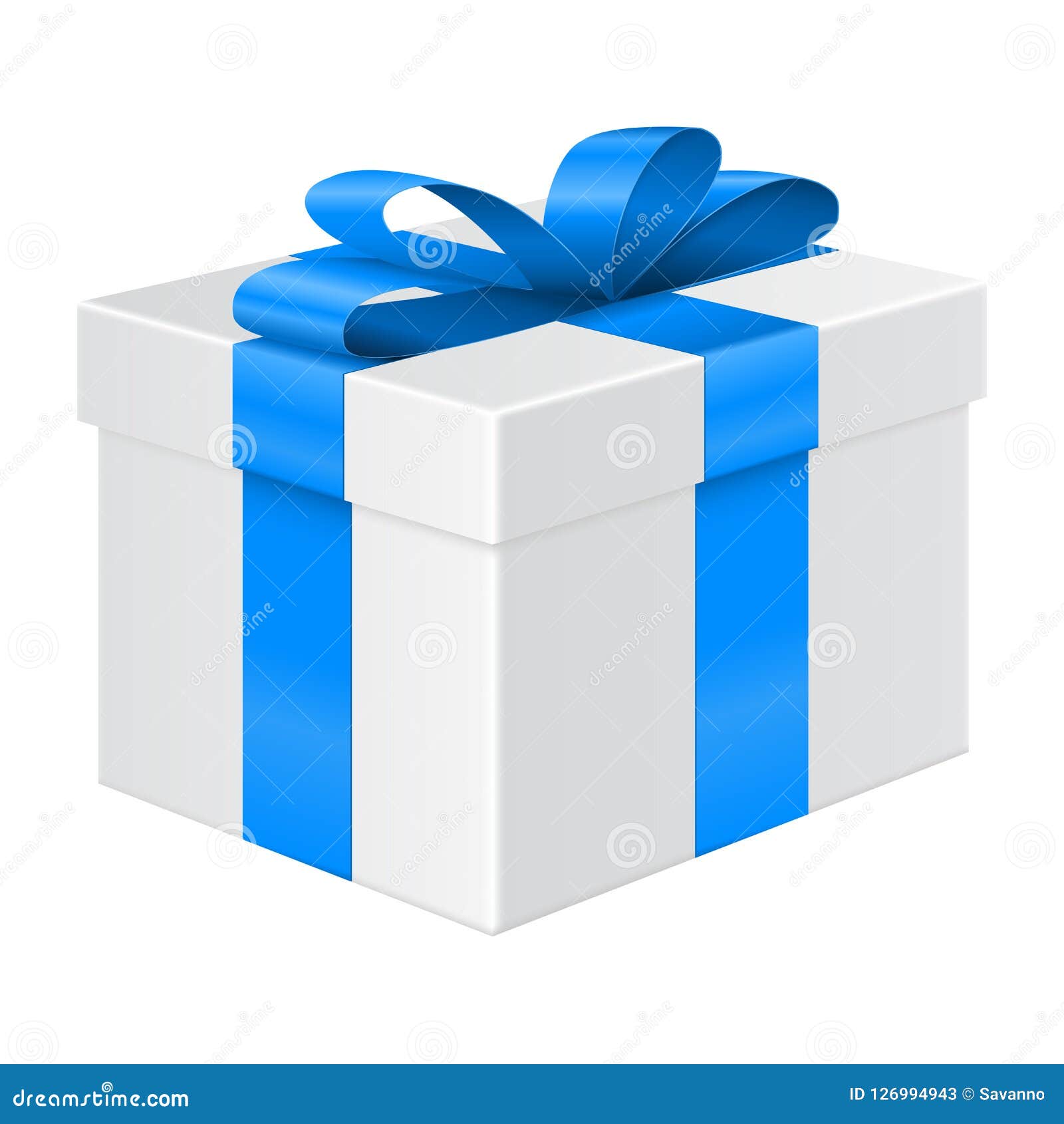 Gift Box With Blue Ribbon. Package Mockup Stock Vector