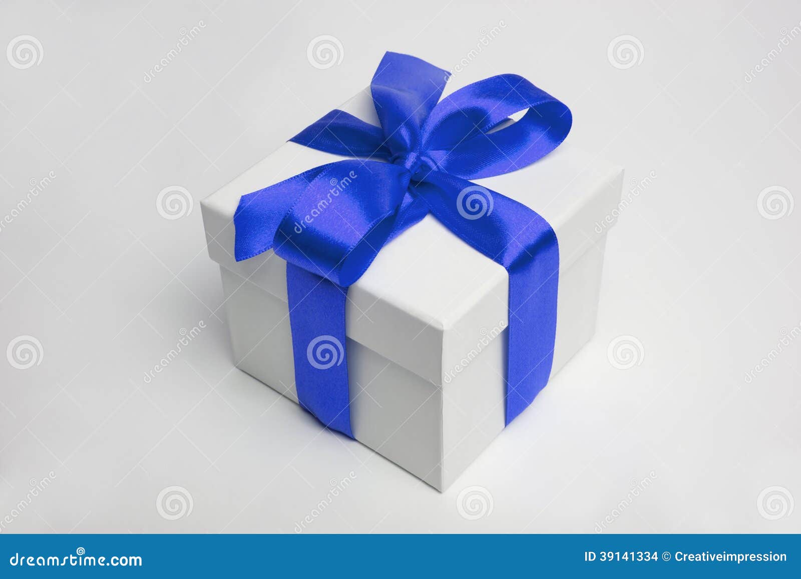 Gift box and blue ribbon stock photo. Image of wrap, cardboard 39141334