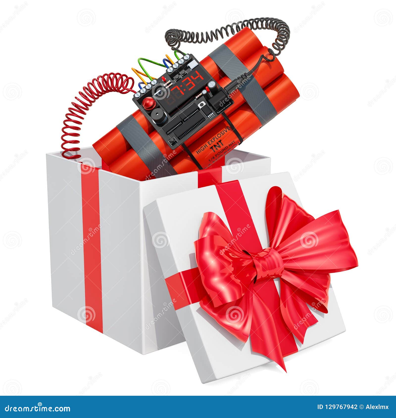 Gift Box with Bomb Inside, 3D Rendering Stock Illustration Illustration of cardboard