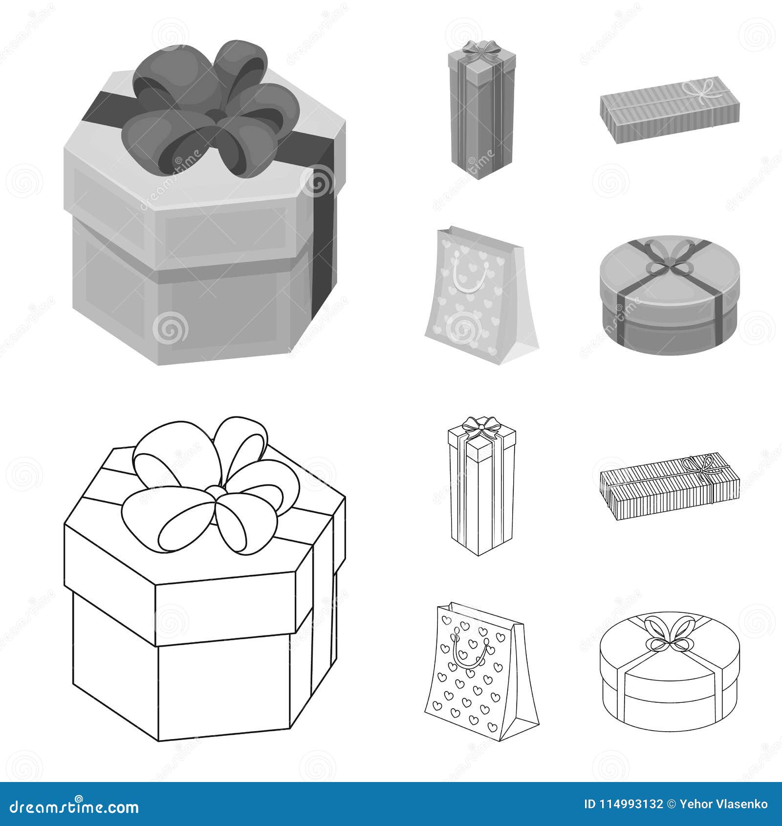 Download Gift Box With Bow Gift Bag Gifts And Certificates Set Collection Icons In