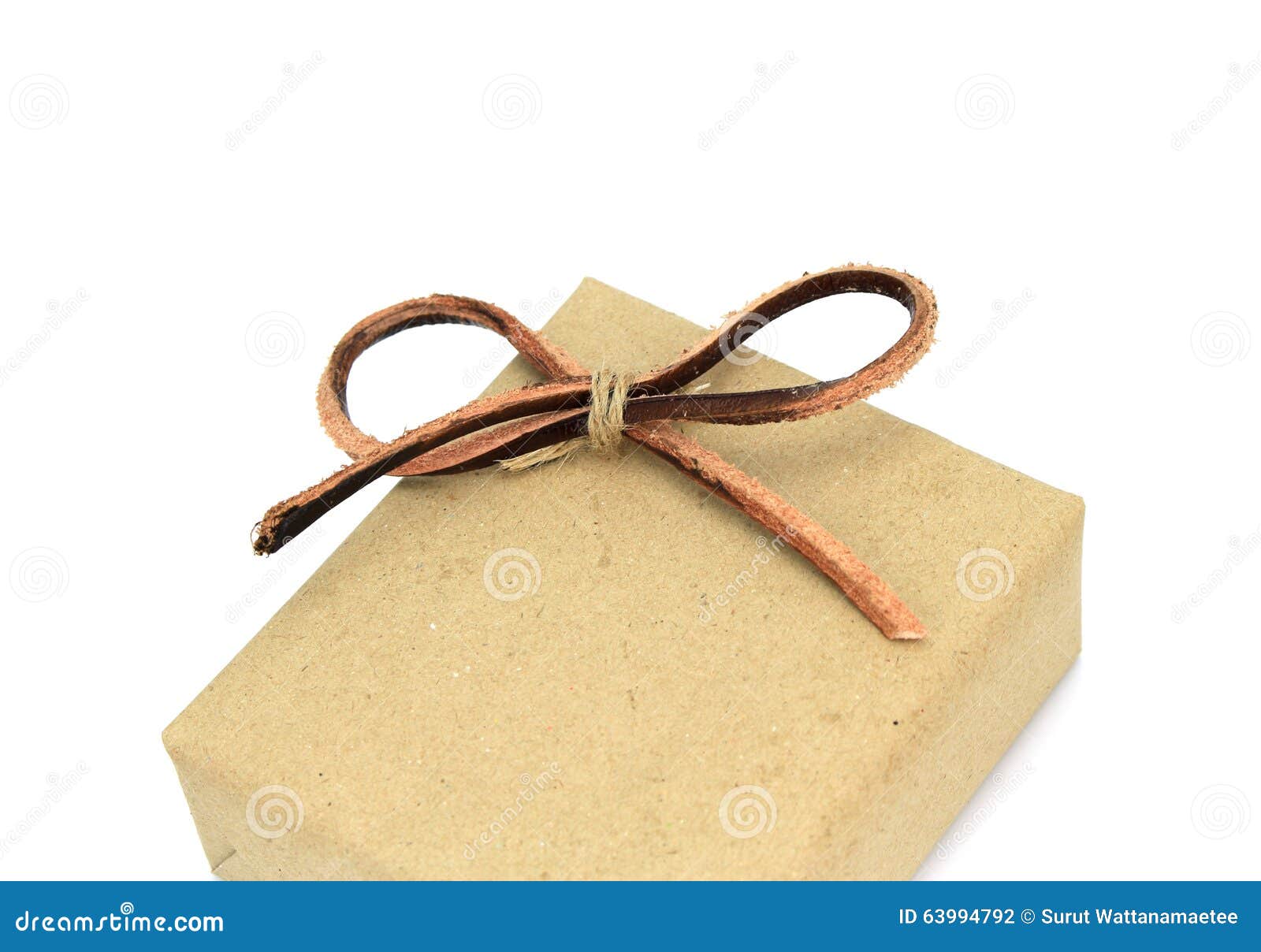 Gift box in brown paper stock photo. Image of business 63994792