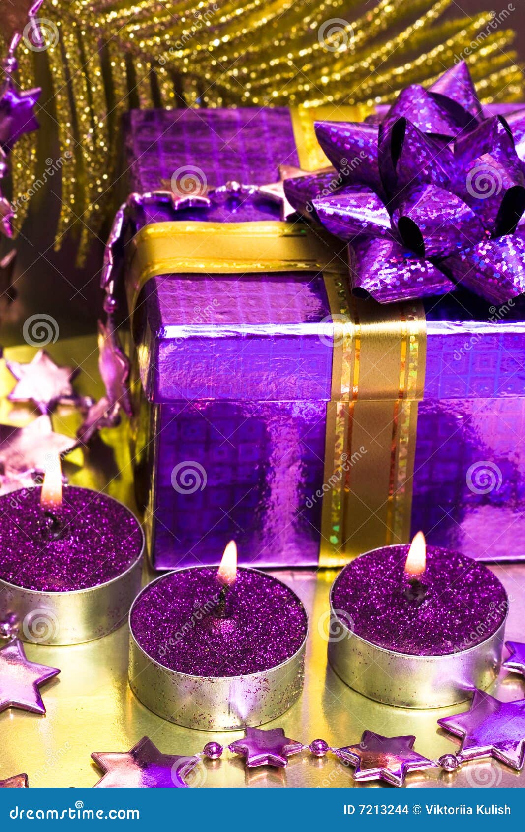 Gift box, candles stock photo. Image of decorate, birthday 7213244