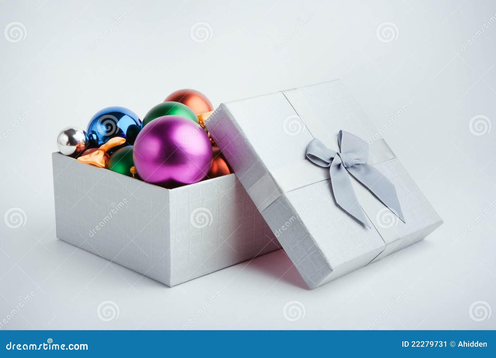 Gift Box with Christmas Balls Stock Image Image of round, birthday