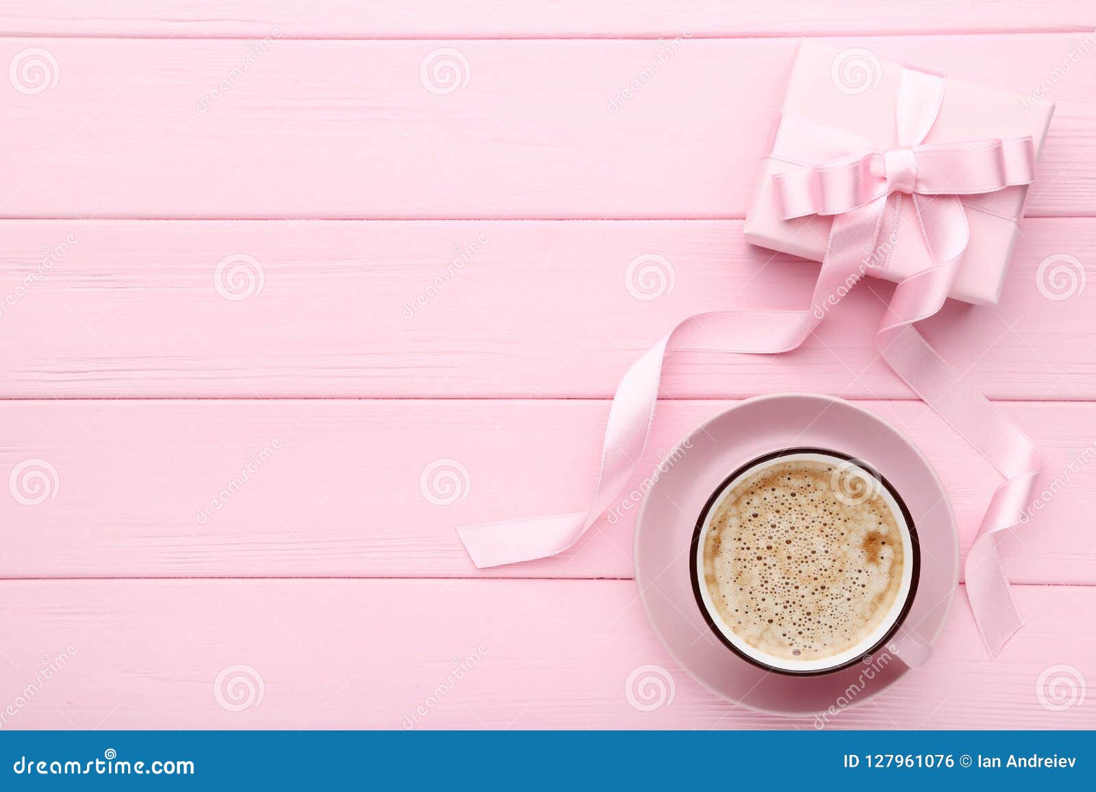 Gift Box with Cup of Coffee Stock Photo Image of color, christmas