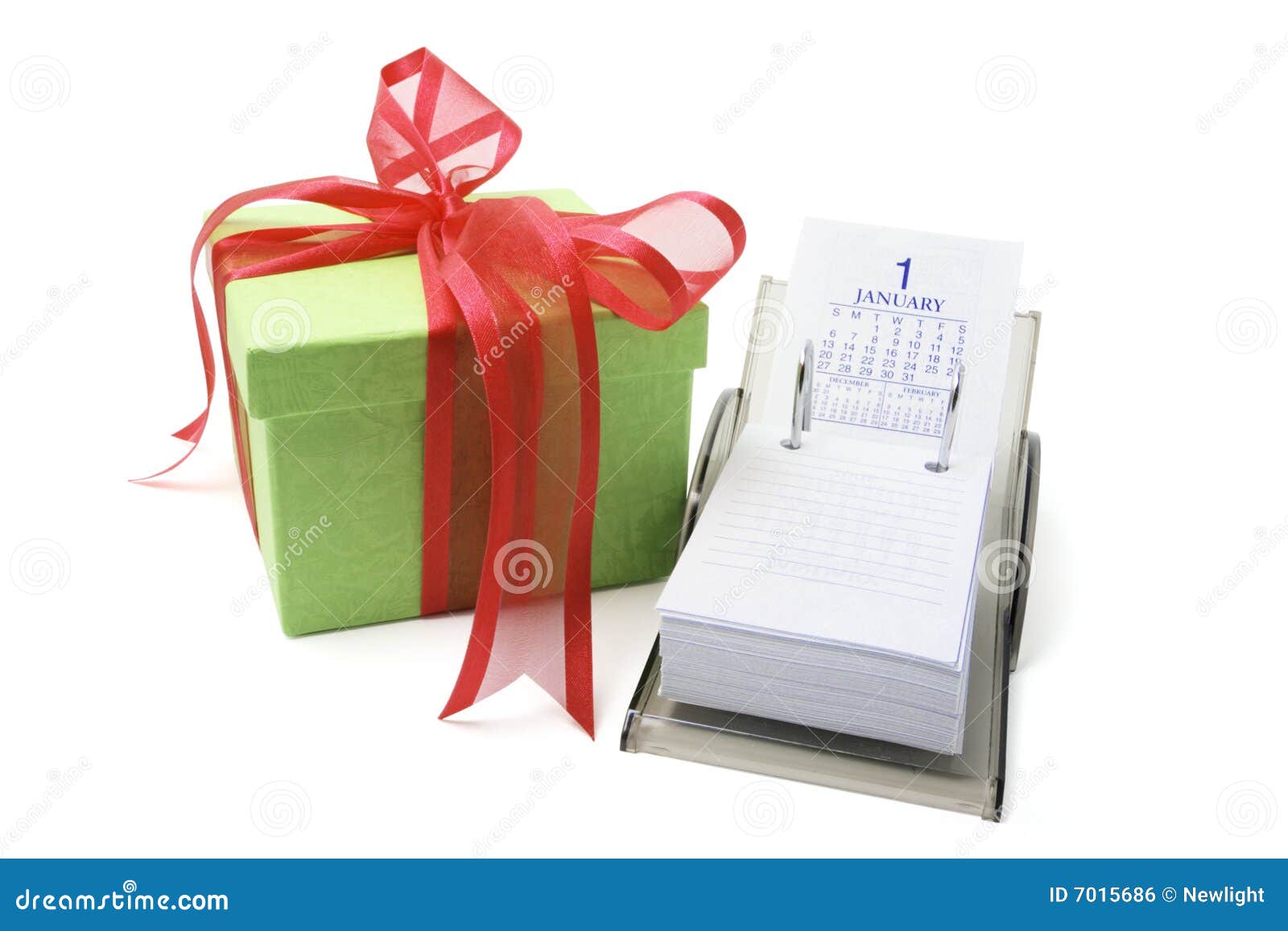 Gift Box And Desk Calendar Stock Photo. Image Of Memo - 7015686