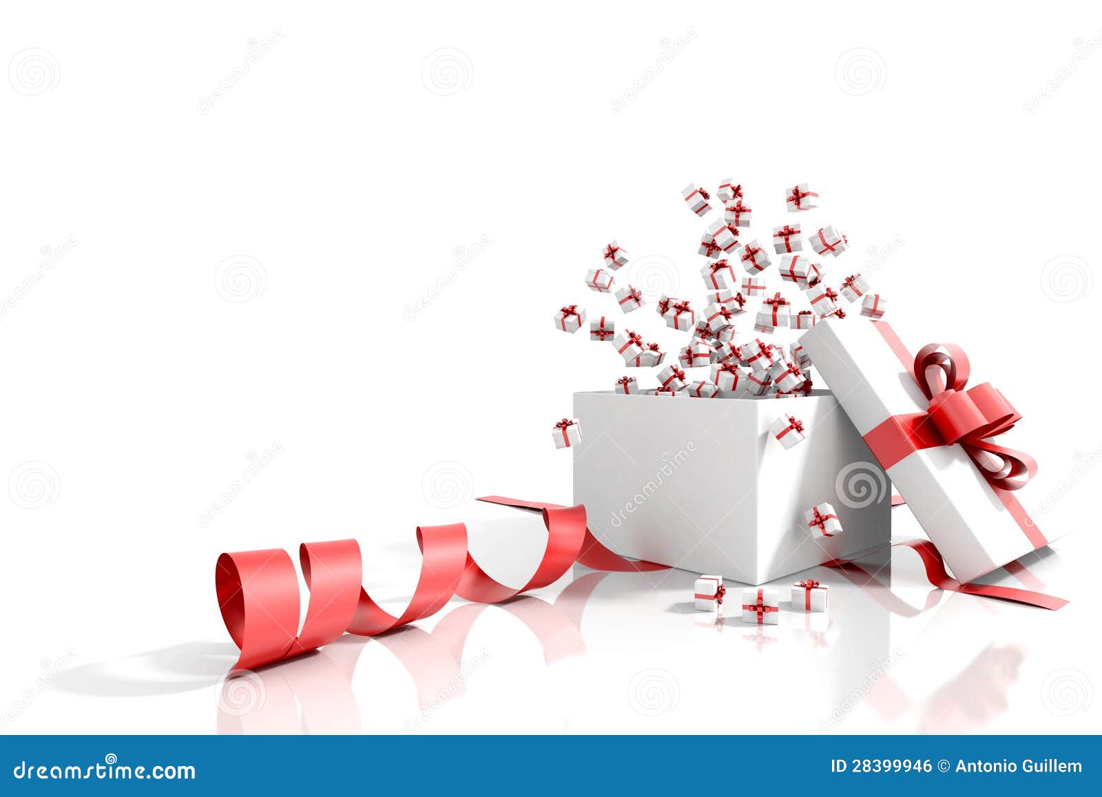 Gift Box Emitting Little Gift Boxes Greeting Card Stock Illustration