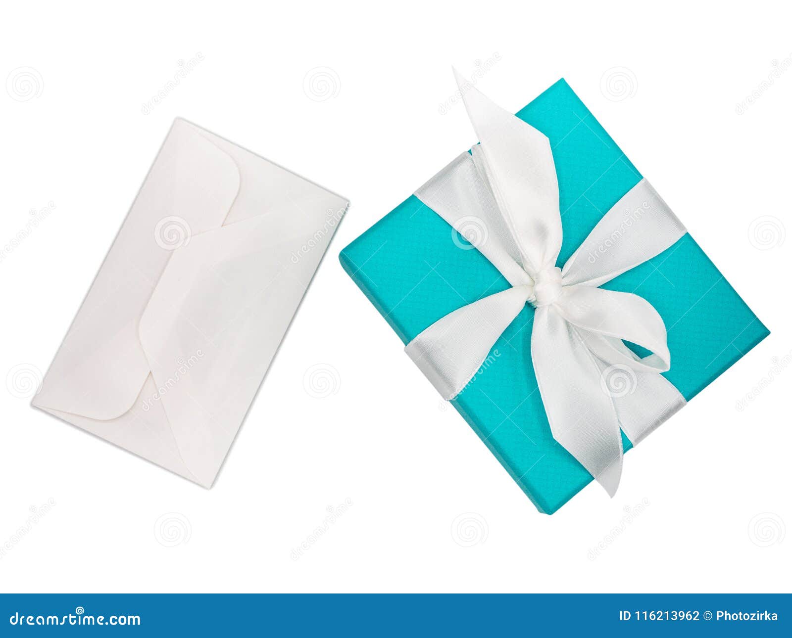 Gift Box And Envelope Isolated On White Background Stock Photo Image