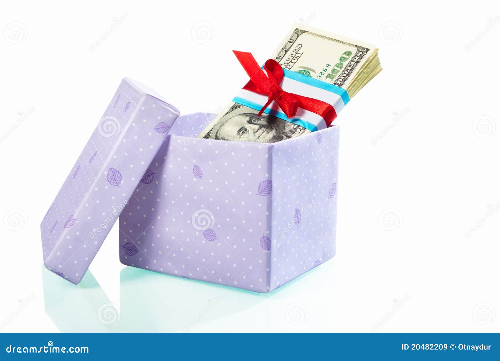 Gift Box Filled with US Dollar Bills Stock Image Image of stack, tied