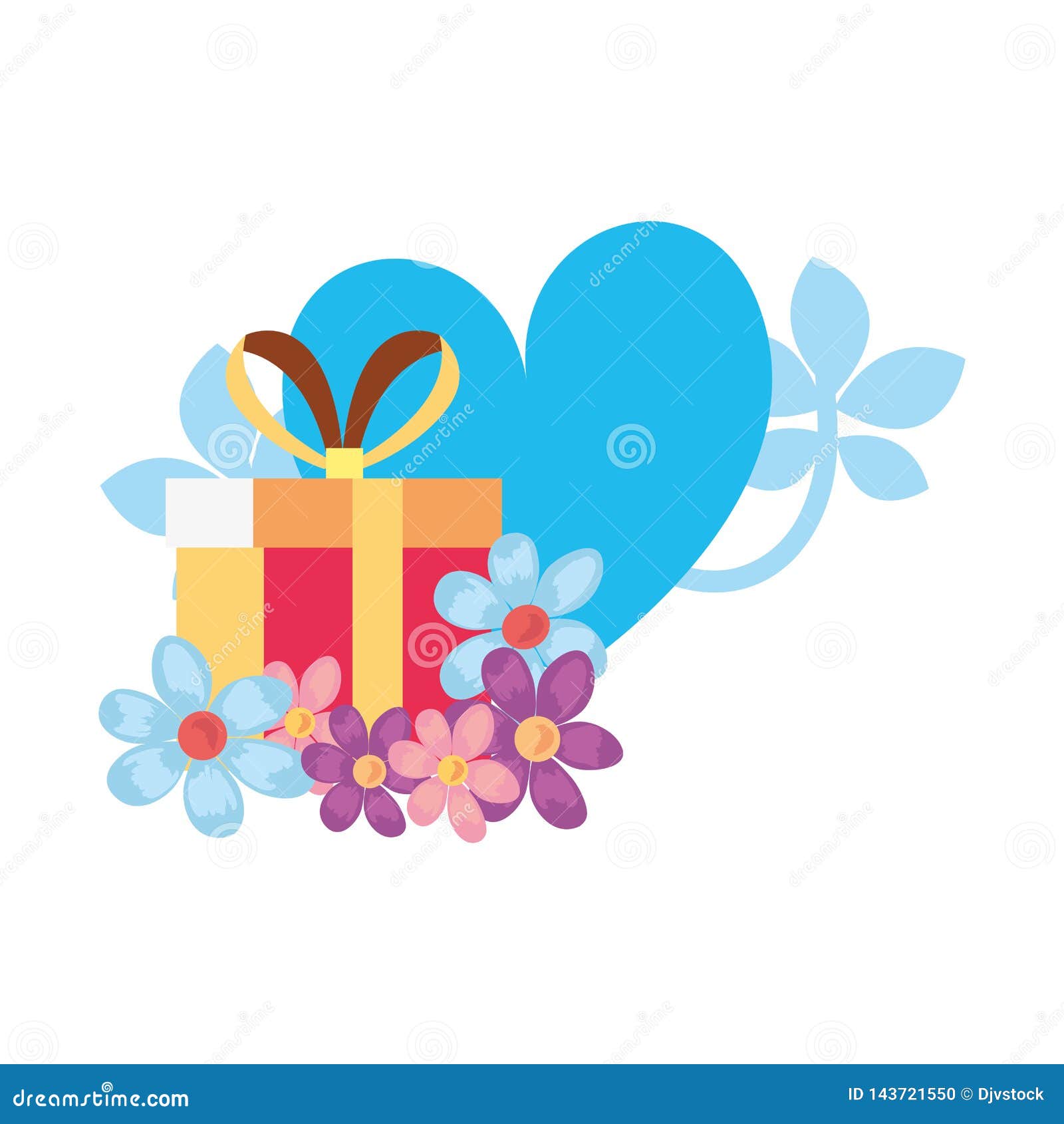 Gift box flowers stock illustration. Illustration of ribbon 143721550