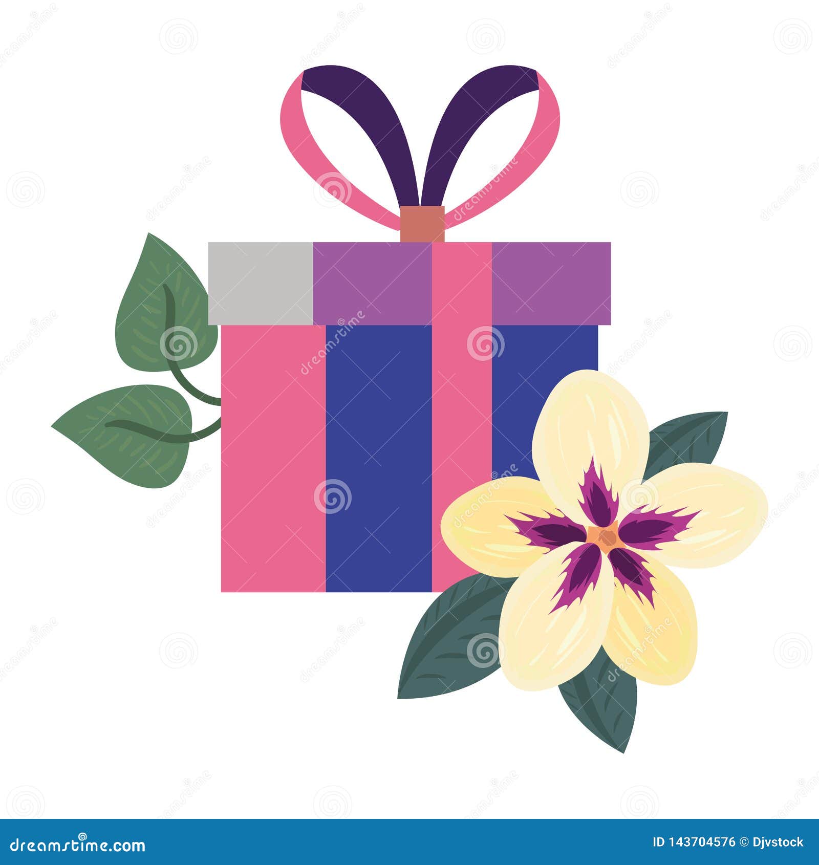 Gift box flowers stock illustration. Illustration of romantic 143704576