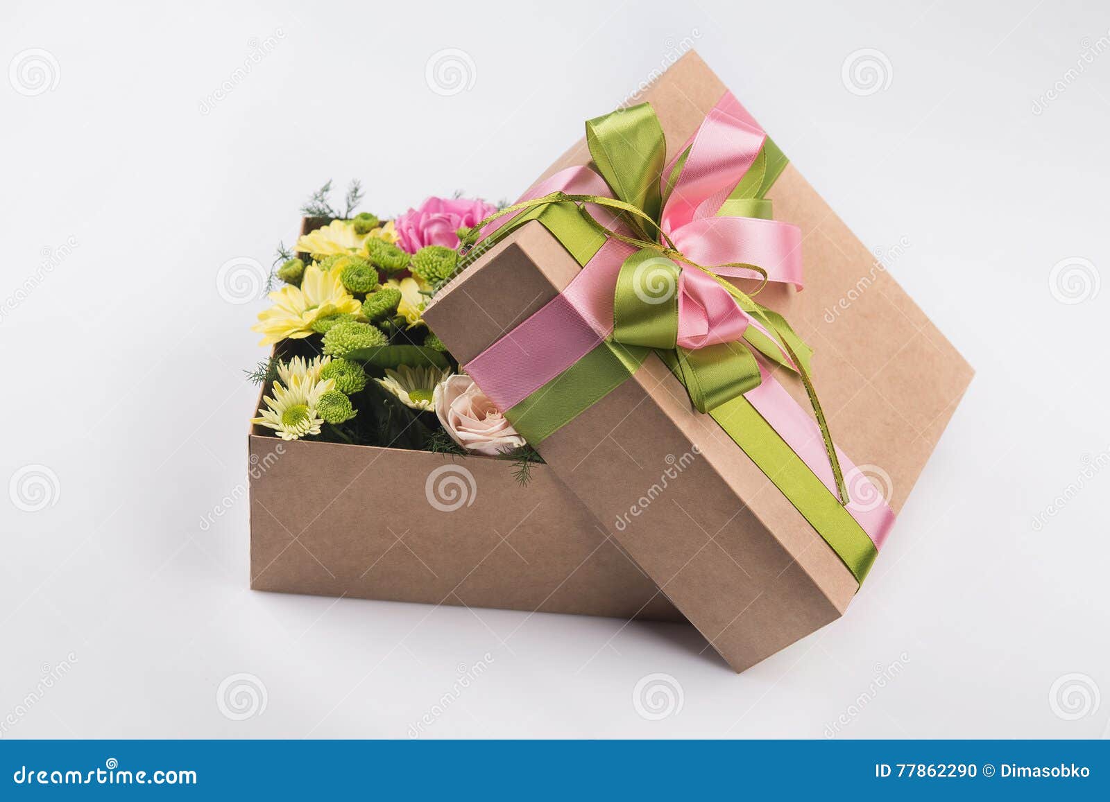 Gift box with flowers stock photo. Image of white, flowers 77862290