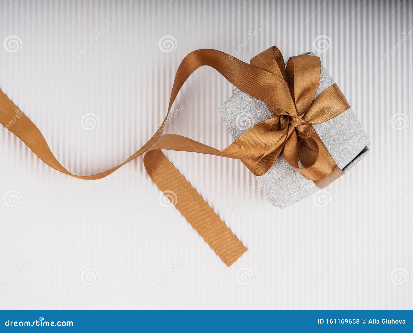 Gift Box with Gold Ribbon on White Stock Photo Image of color, ribbon