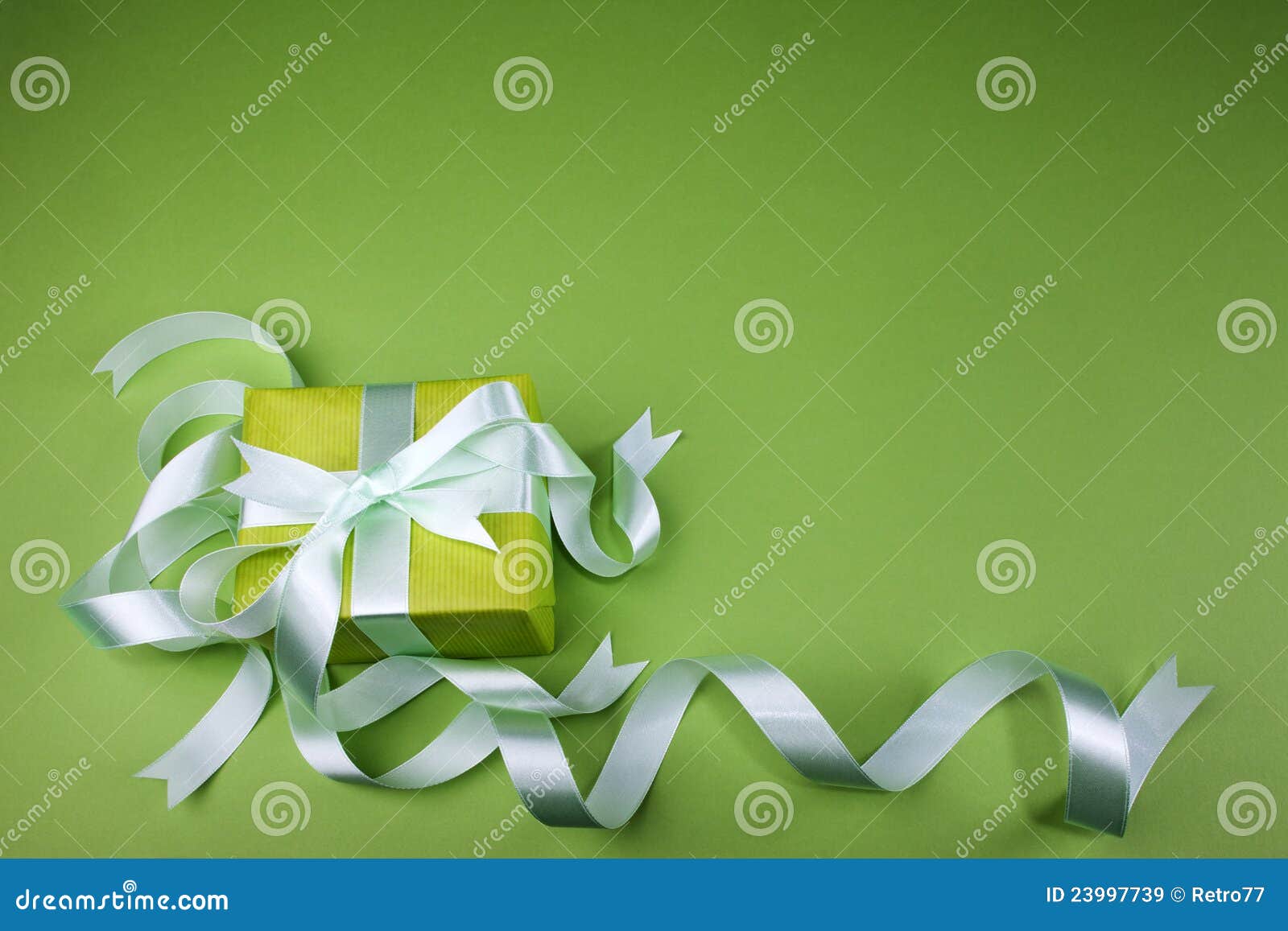 Gift Box on Green Background Stock Image Image of small, decorative