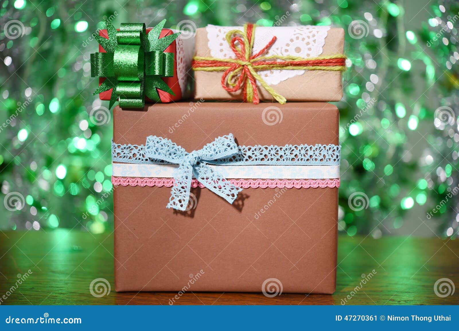 Gift Box on Green Background Stock Image Image of gift, background