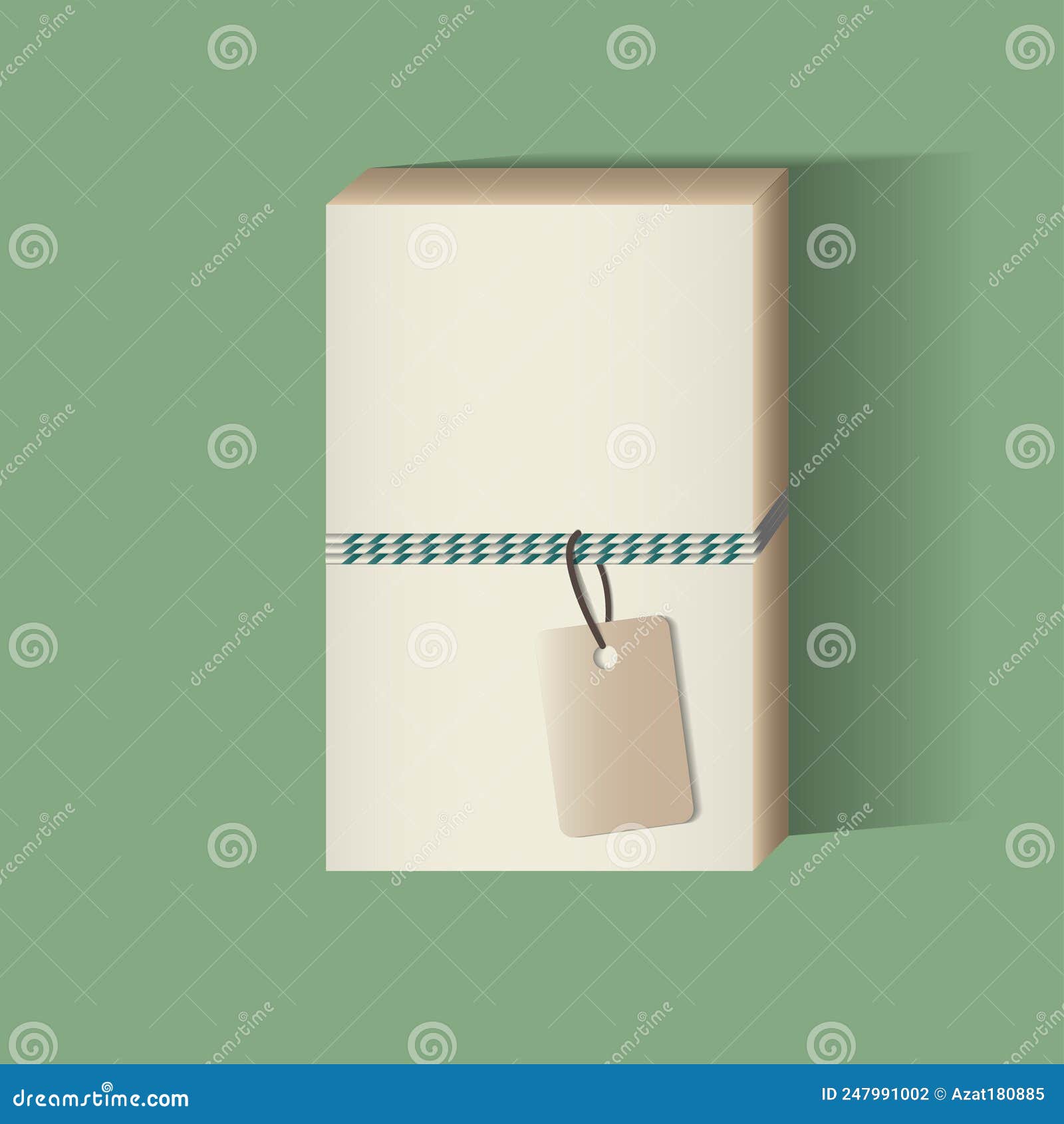 Gift Box on a Green Background. View from Above Stock Vector