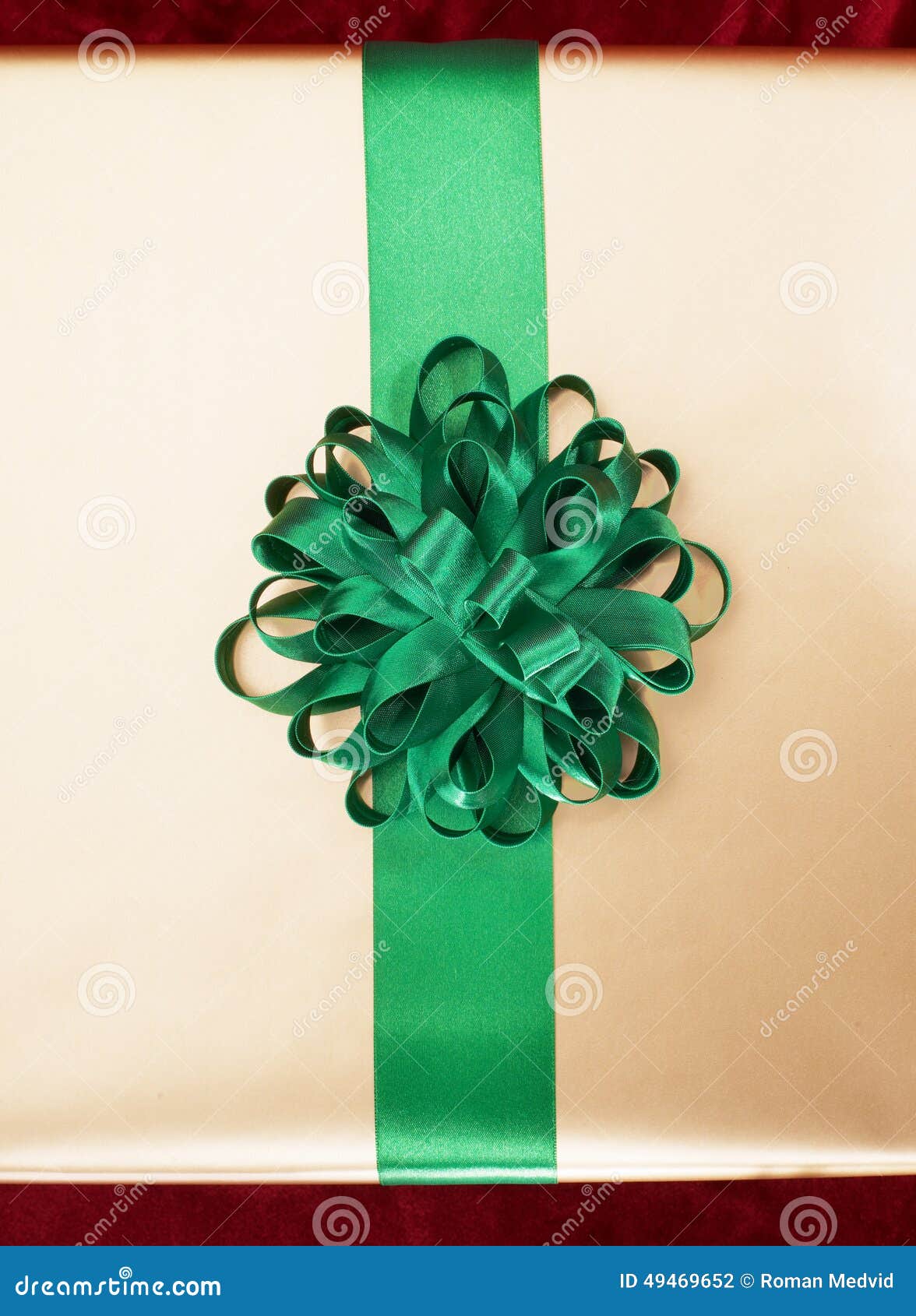 Gift Box with a Green Ribbon Stock Photo Image of christmas, holiday