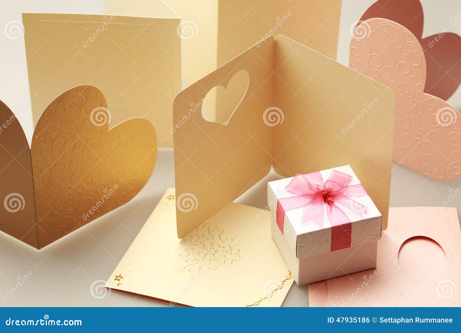 The Gift Box on Greeting Card for Celebration Events Stock Photo