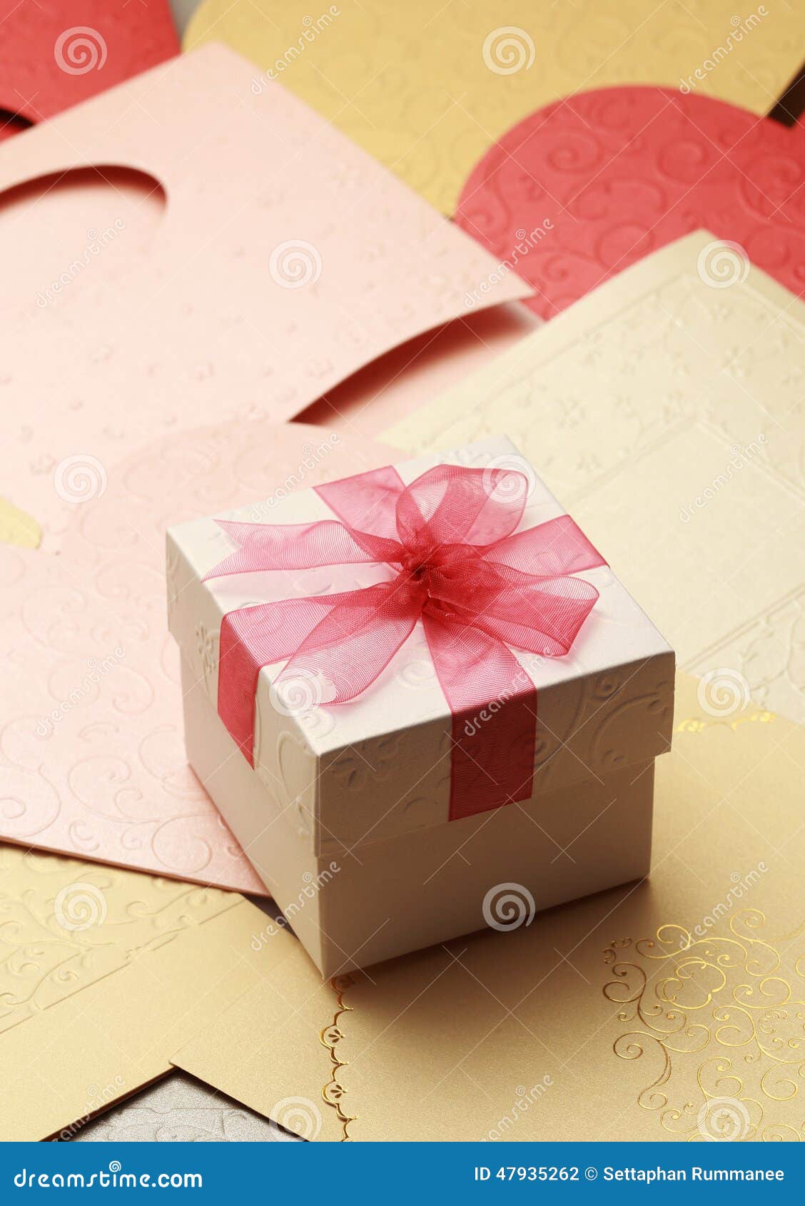 The Gift Box on Greeting Card for Celebration Events Stock Photo