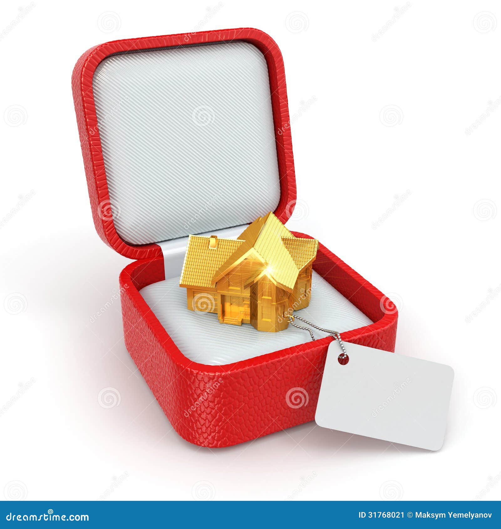 Gift Box with House. Real Estate Concept Stock Illustration