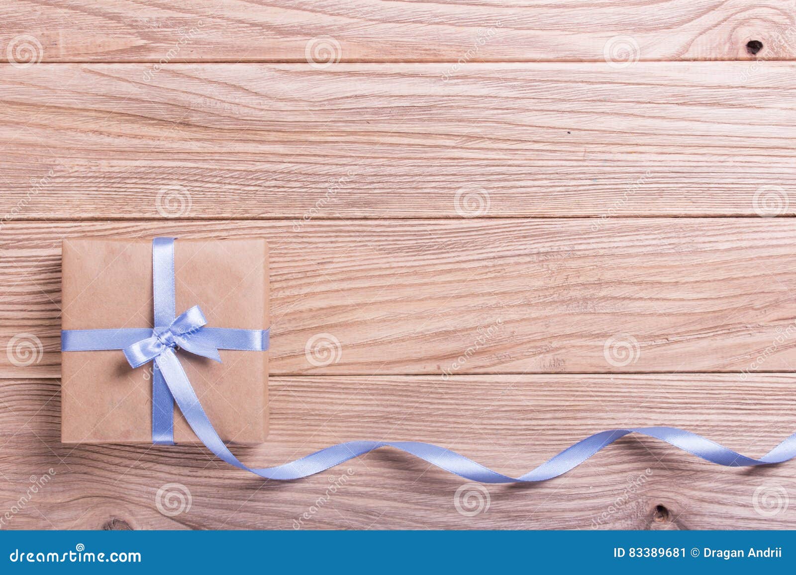Gift Box of Kraft Paper with Ribbon Stock Image Image of decoration