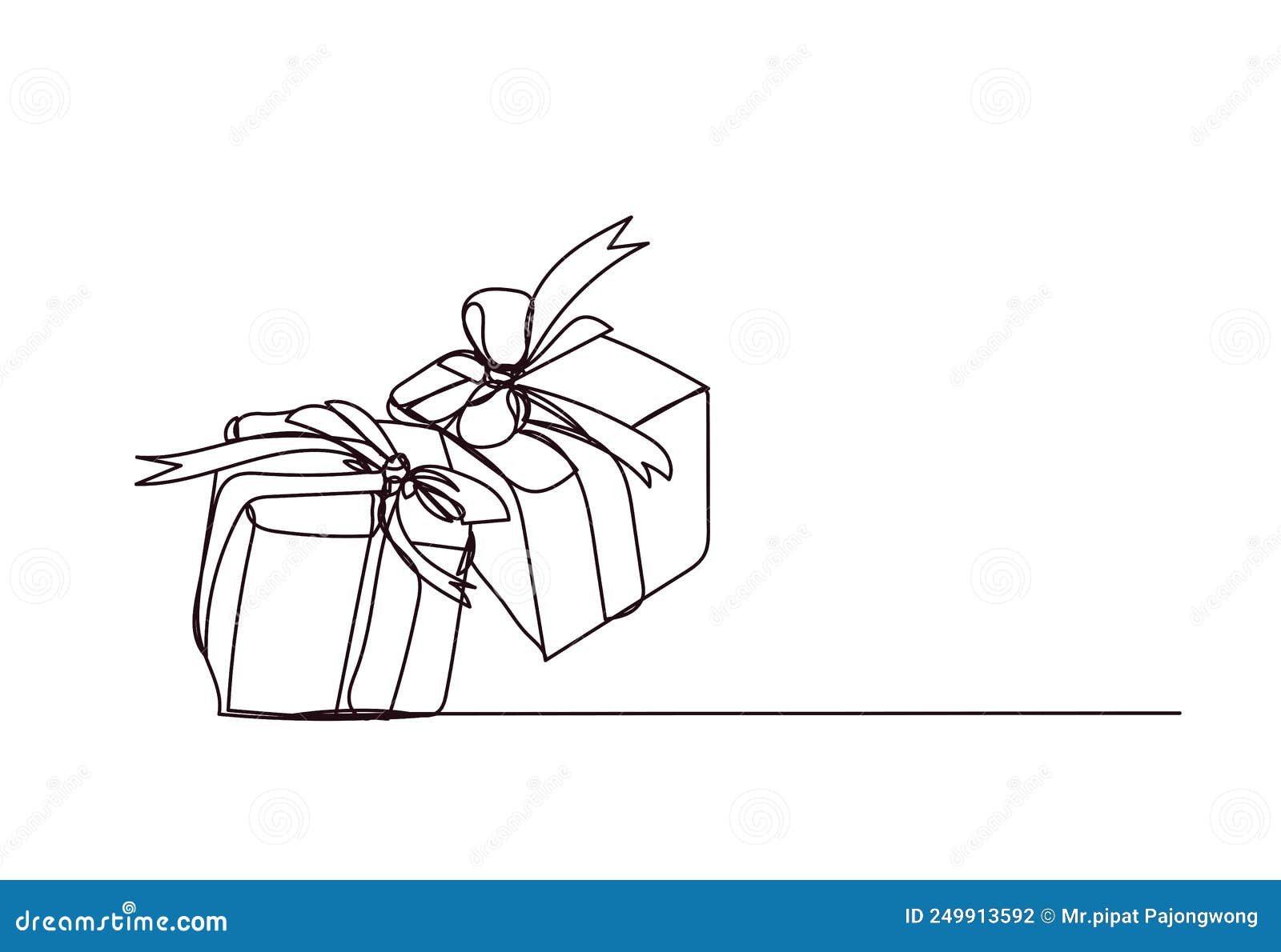 Gift Box , Line Drawing Style, Continuous One Line Vector Illustration