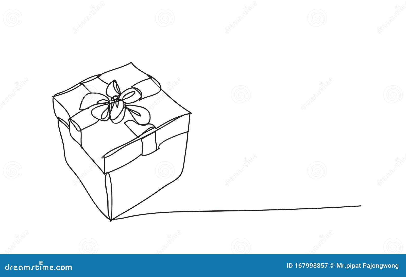 Gift Box , Line Drawing Style,vector Design Stock Illustration