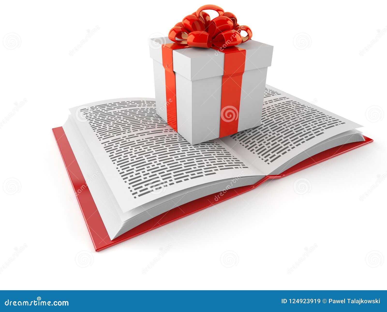 Gift box on open book stock illustration. Illustration of ribbon
