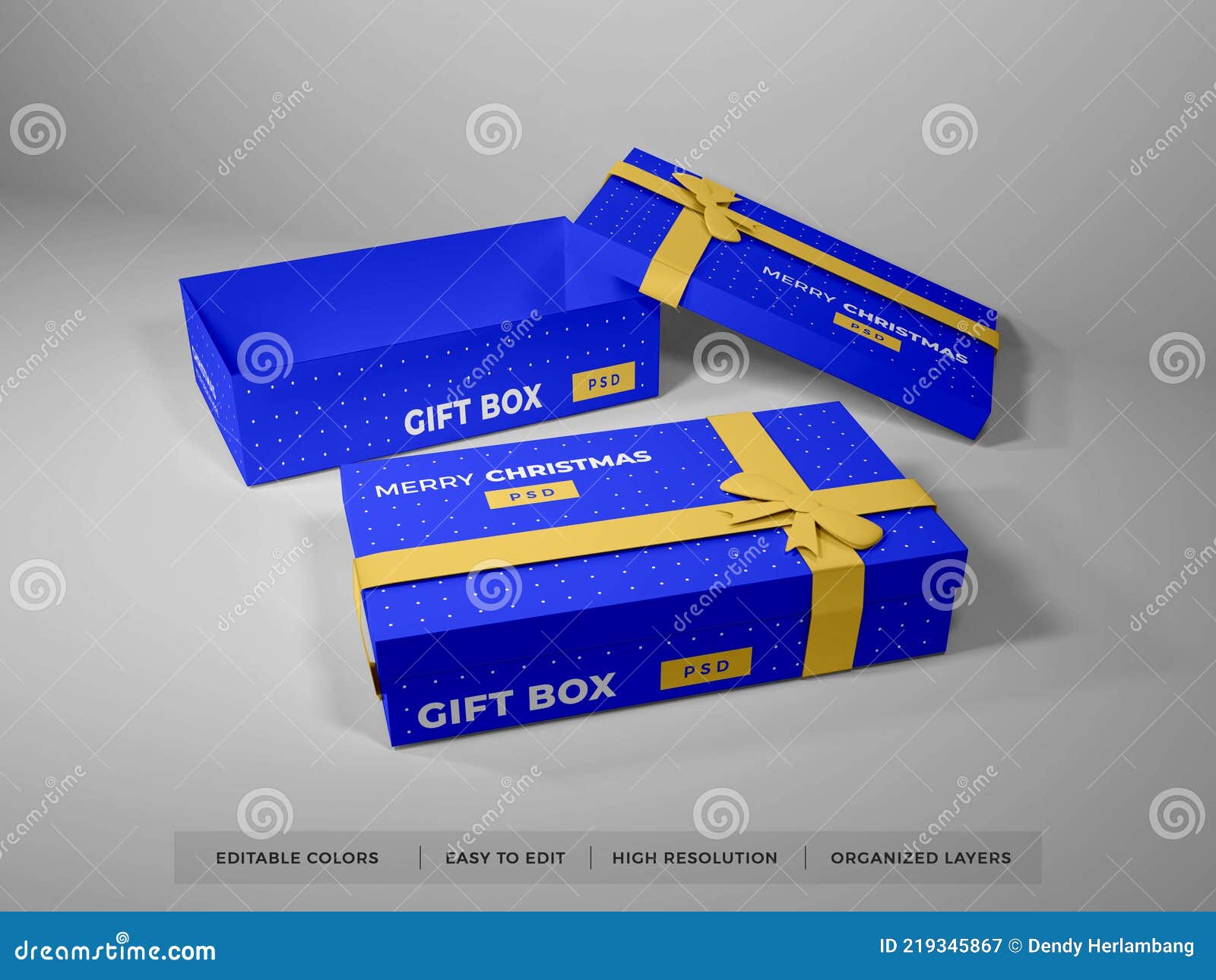 Gift Box Packaging 3D Illustration Mockup Scene Stock Illustration