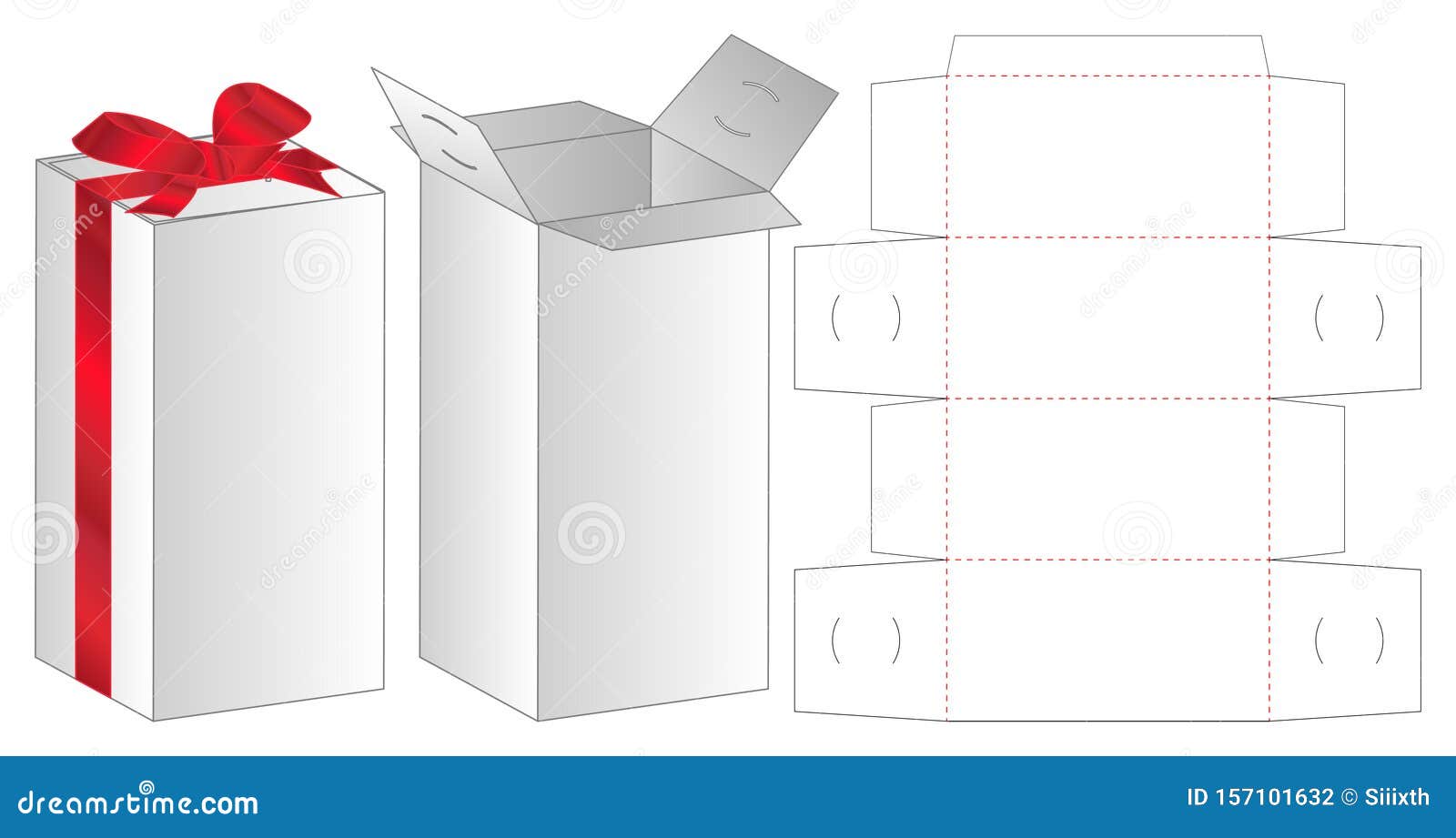 Gift Box Packaging Die Cut Template Design. 3d Mockup Stock Vector