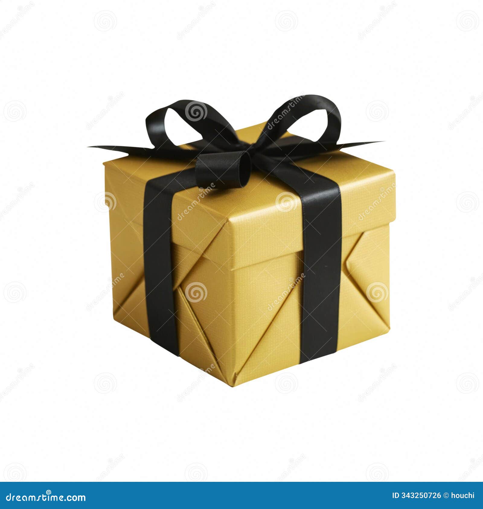 yellow gift box black ribbon - transparent background png cutout