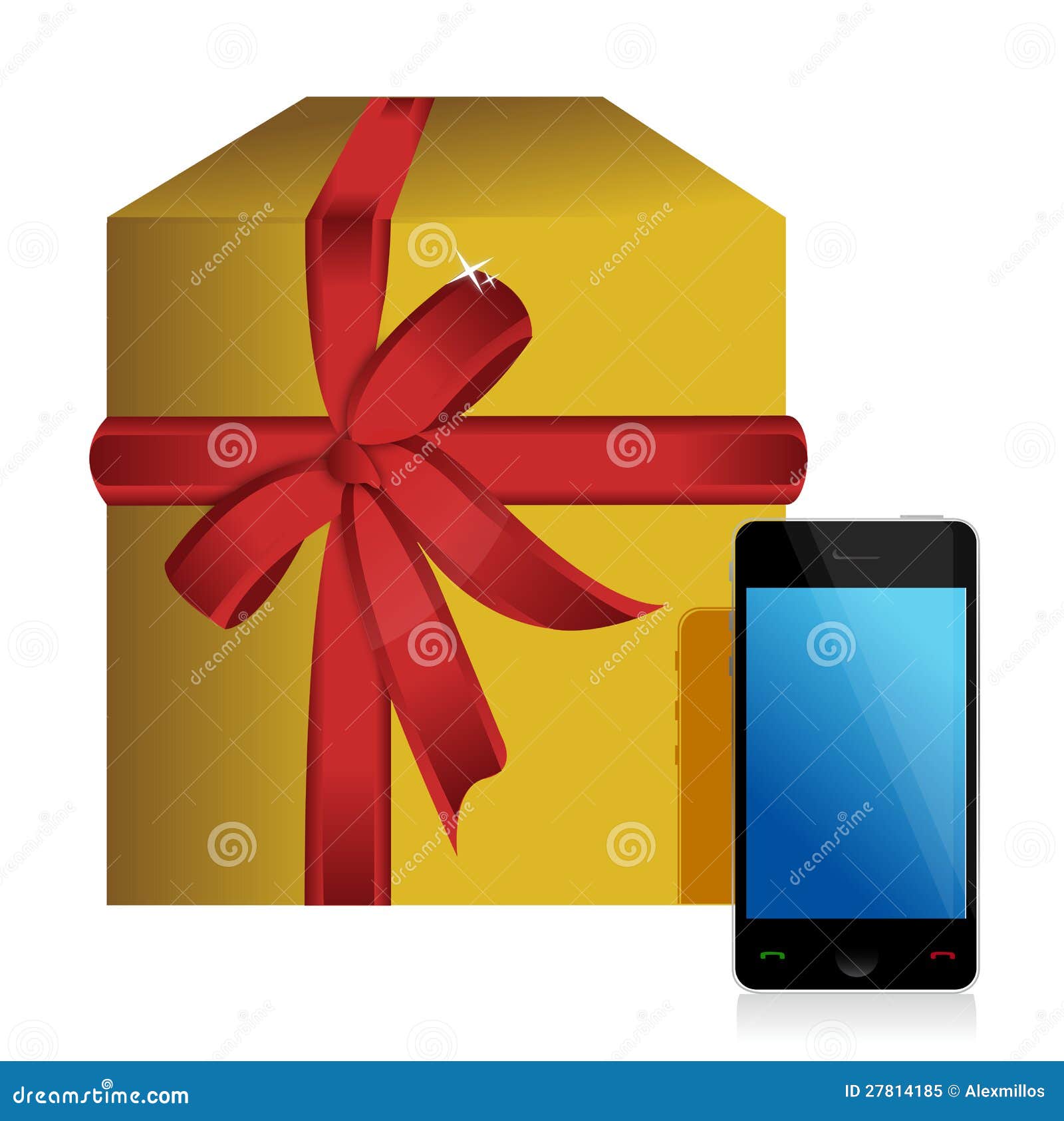 Gift box and phone stock illustration. Illustration of creative 27814185