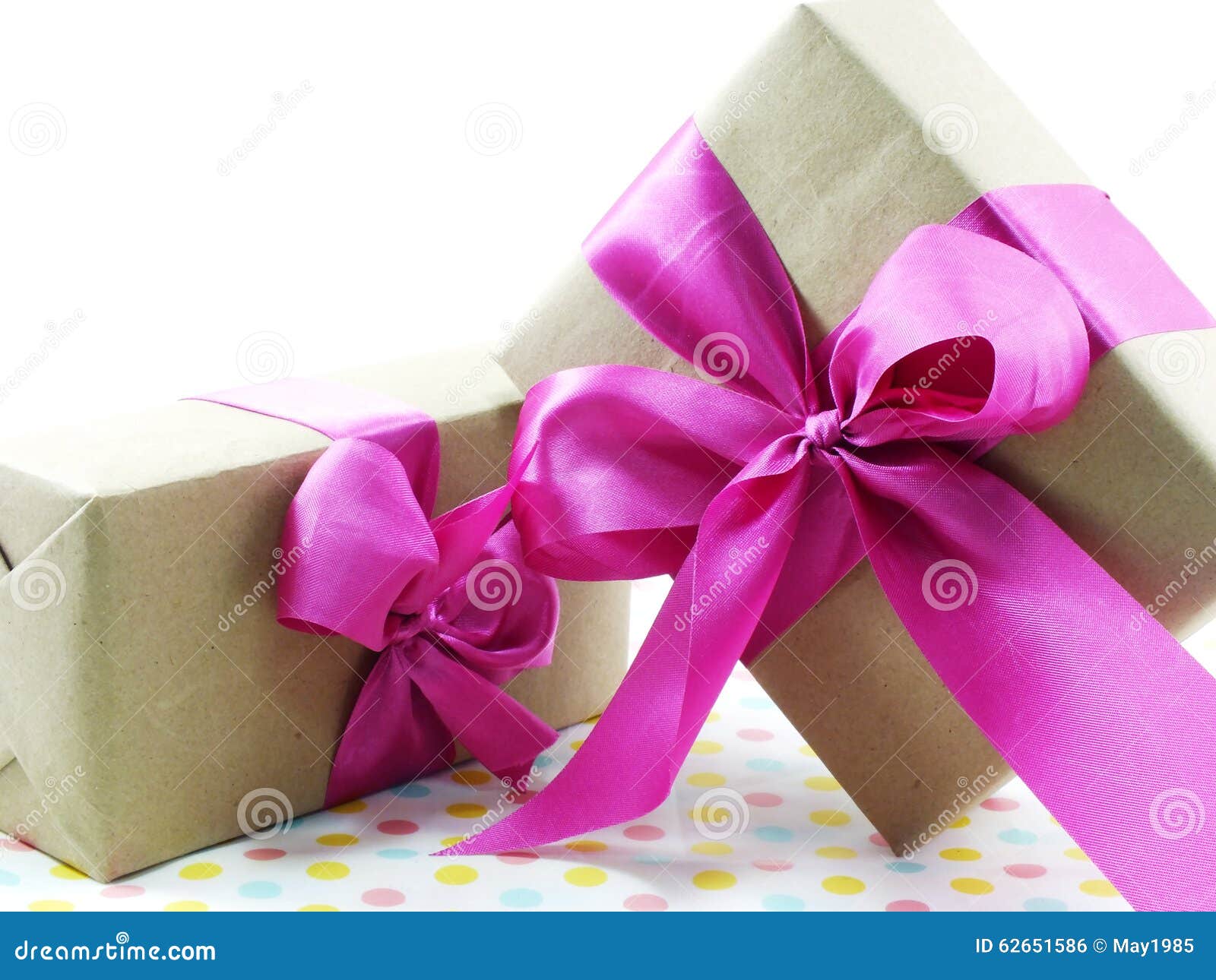 Gift Box with Pink Ribbon Bow Stock Photo Image of rose, festive
