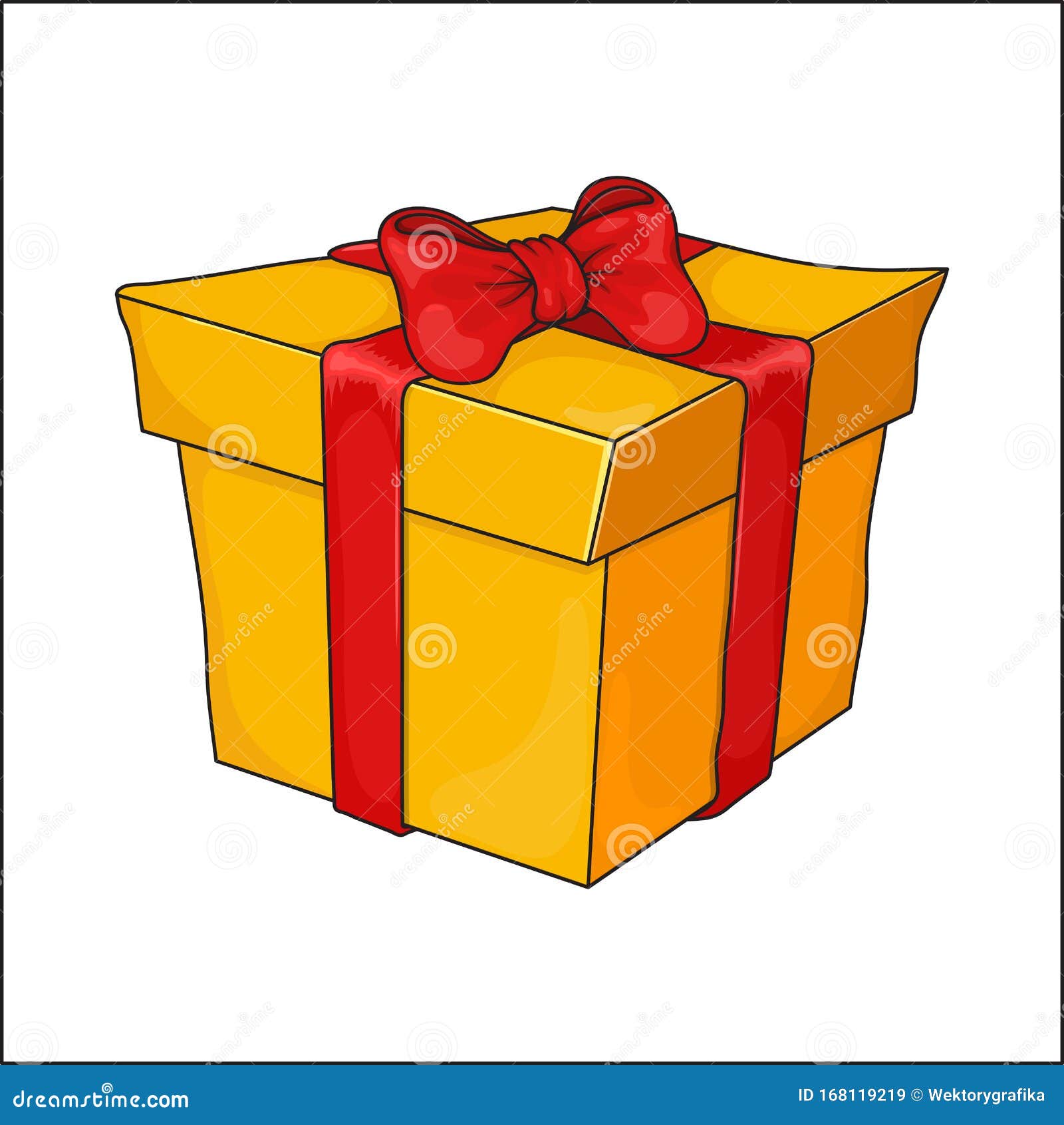 Gift Box With Red Ribbon And Bow Isolated On White ...