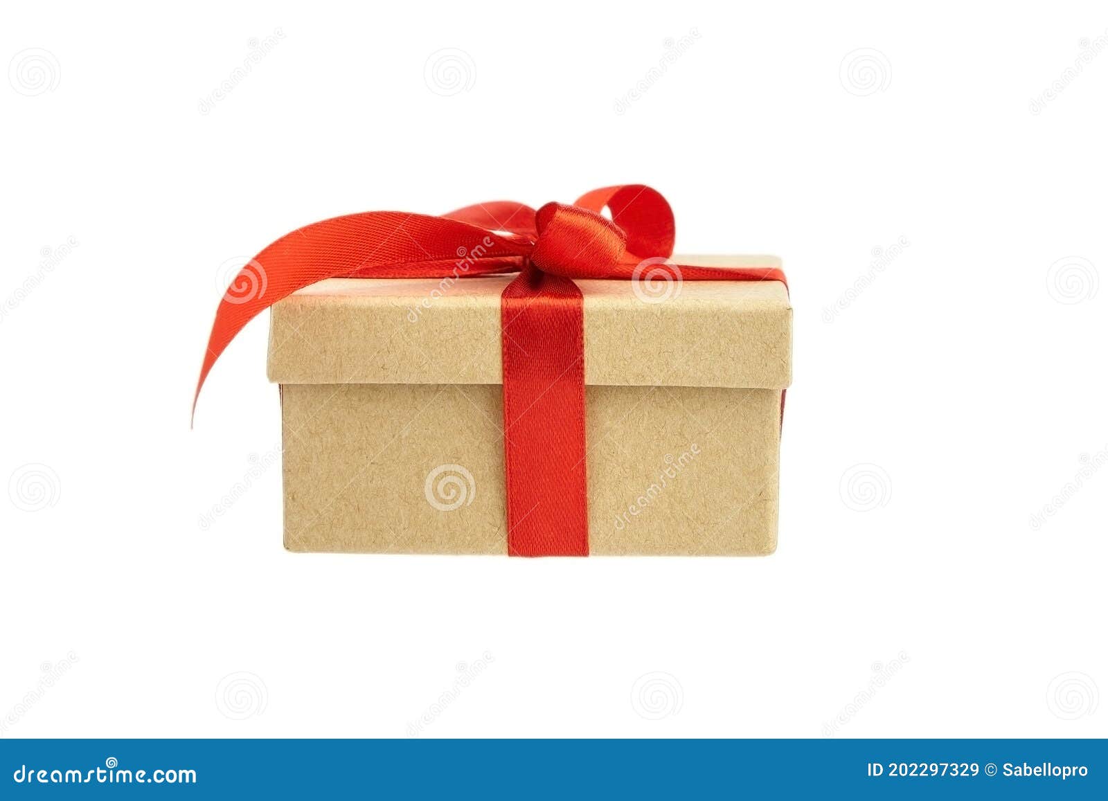 Gift Box with Red Ribbon Bow Isolated on White Background Stock Image