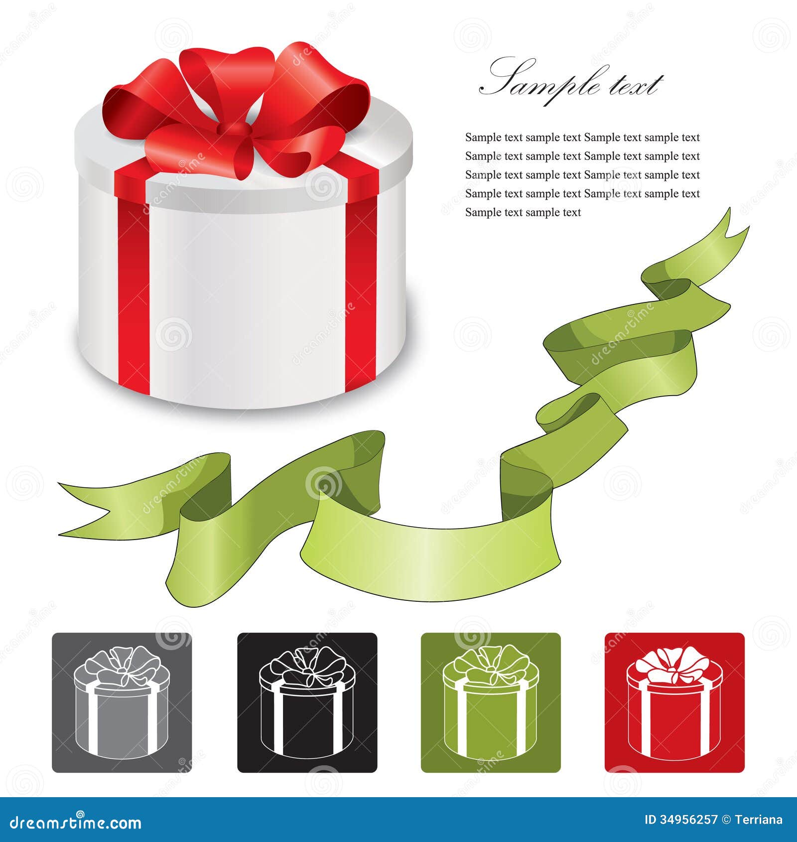 Gift Box with Red Ribbons Bow Set. Stock Illustration Illustration of