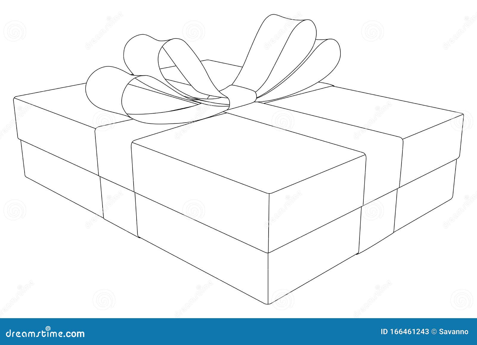 Gift Box With Ribbon Bow. Outline Drawing Stock Vector Illustration of isolated, anniversary
