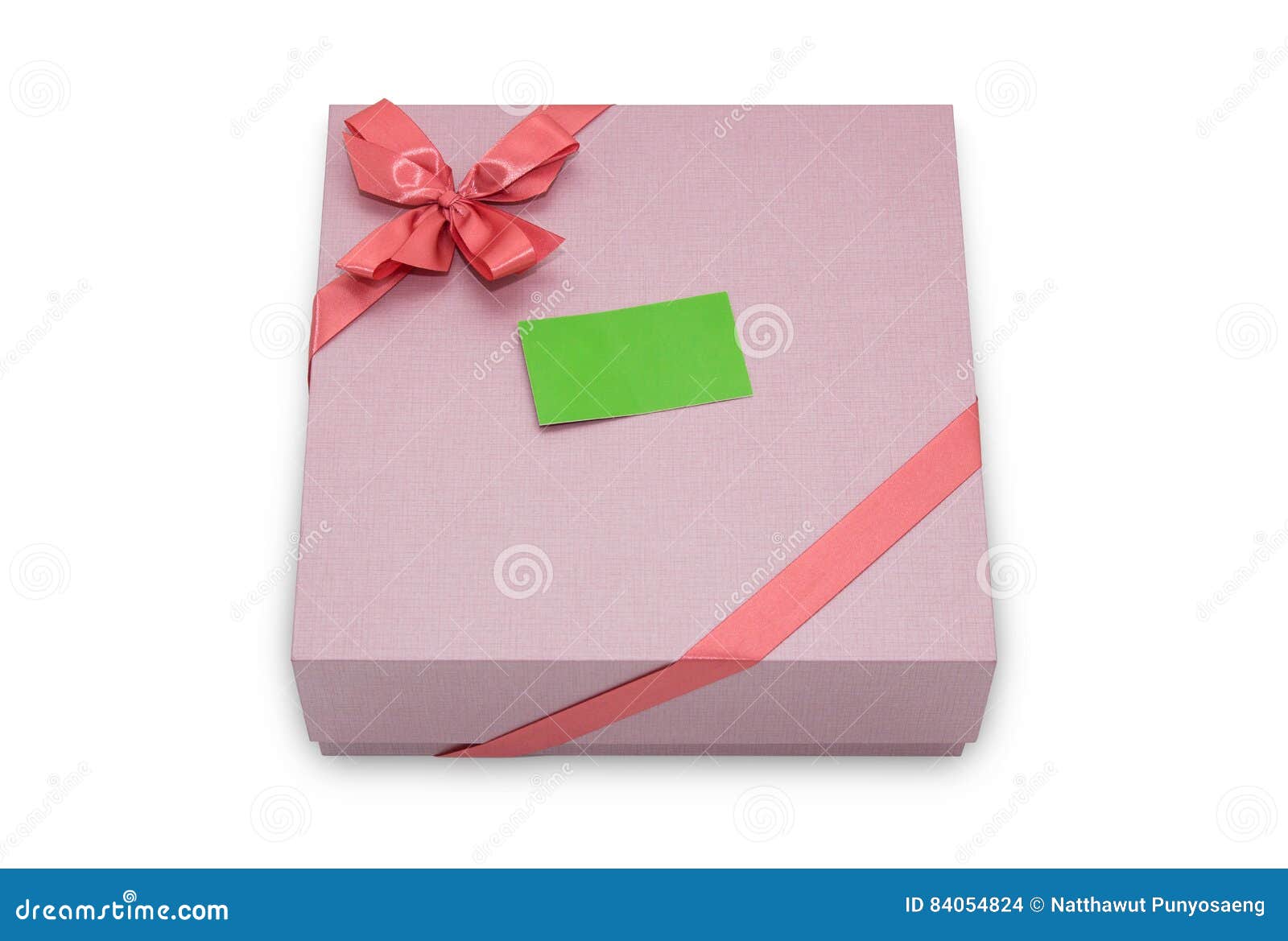 Gift Box with Ribbon Bow and Paper Tag Stock Photo Image of closeup