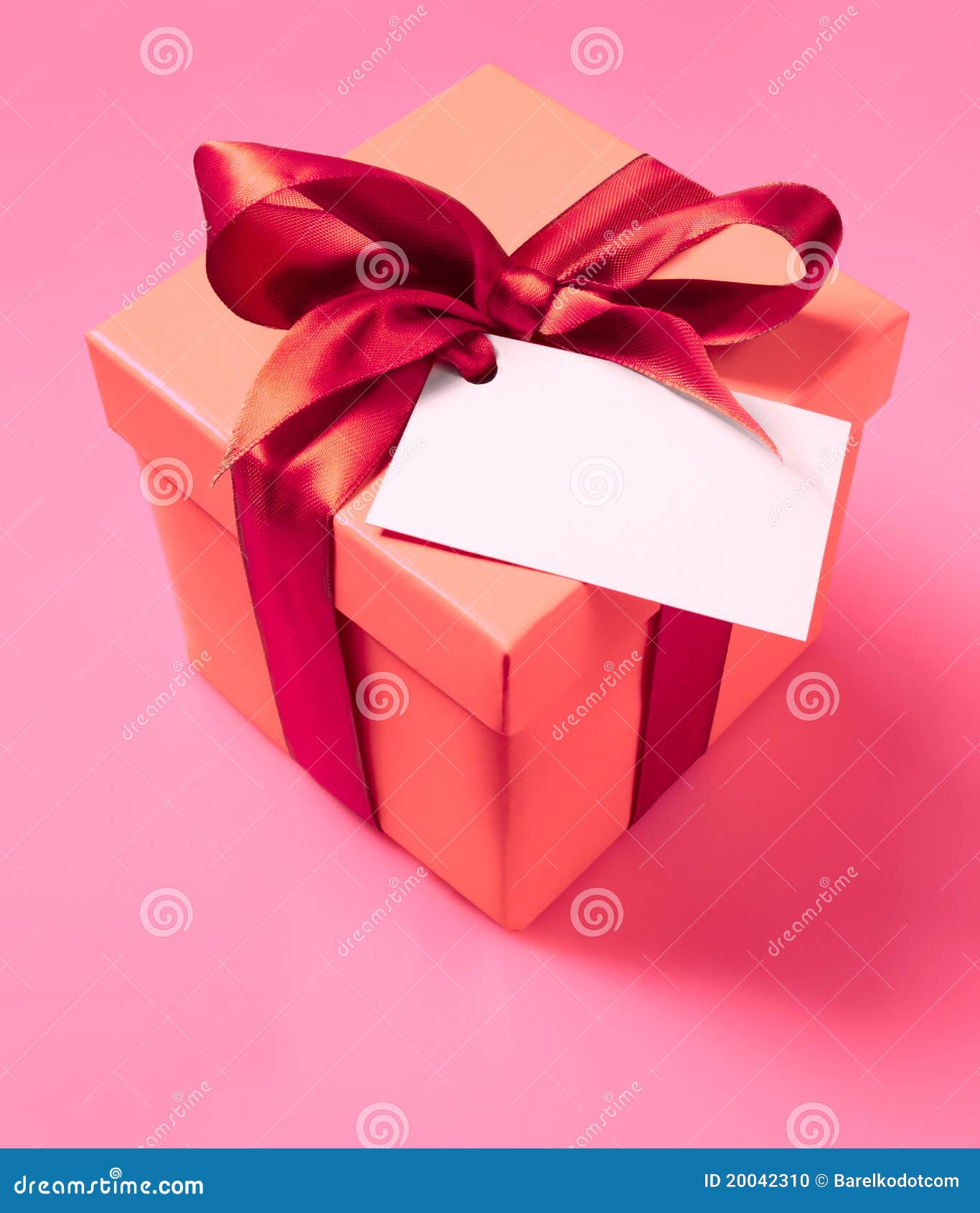Gift Box with Ribbon and Empty Label Stock Photo Image of design
