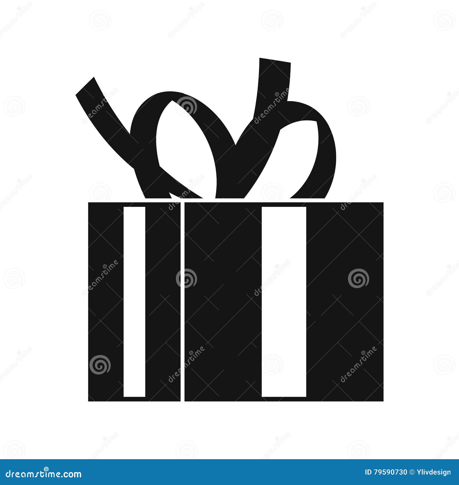 Gift Box with Ribbon Icon, Simple Style Stock Vector Illustration of
