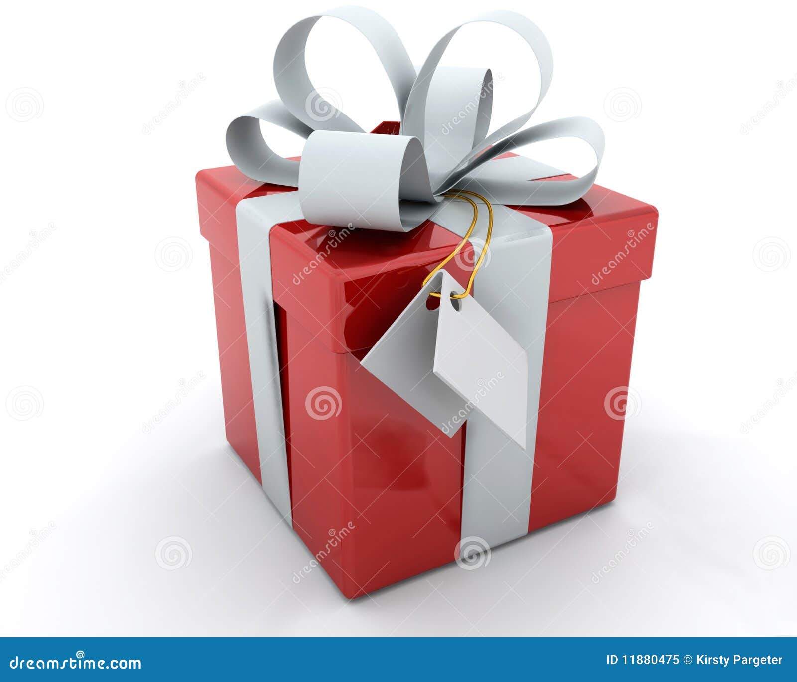 Gift Box with Ribbon and Tag Stock Illustration Illustration of