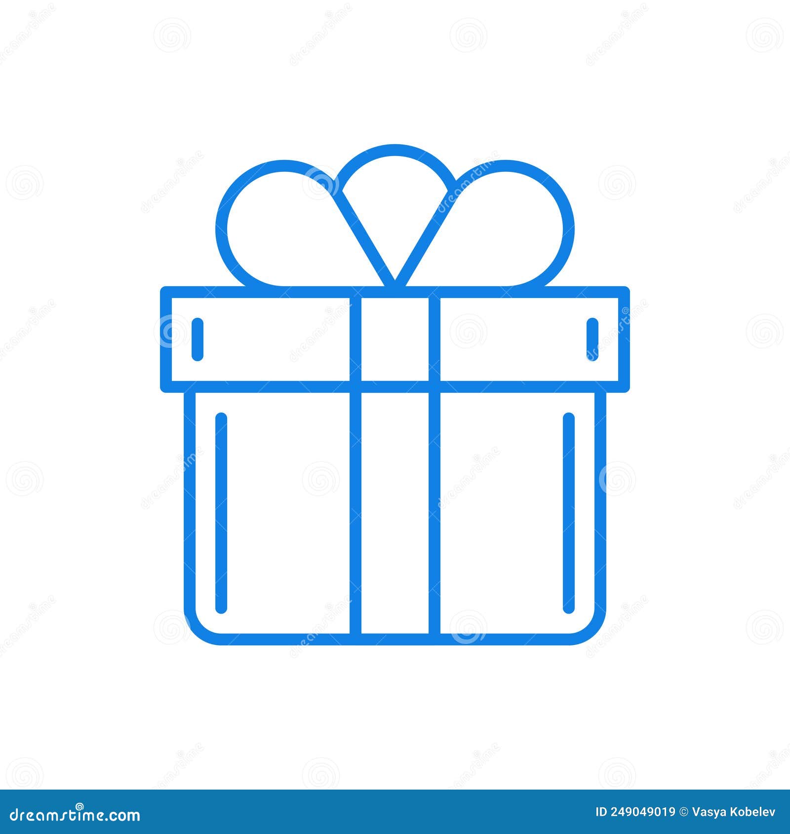 Gift Box with Ribbon Vector Line Icon. Happy Birthday Present Prize for ...