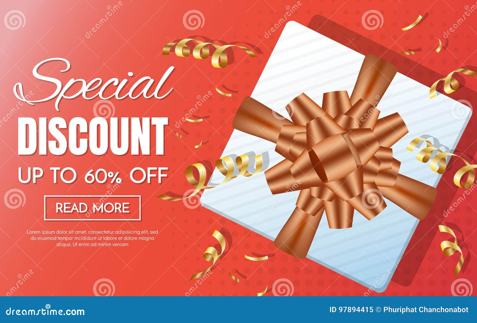 Gift Box Sale Template Banner Vector Background Stock Vector