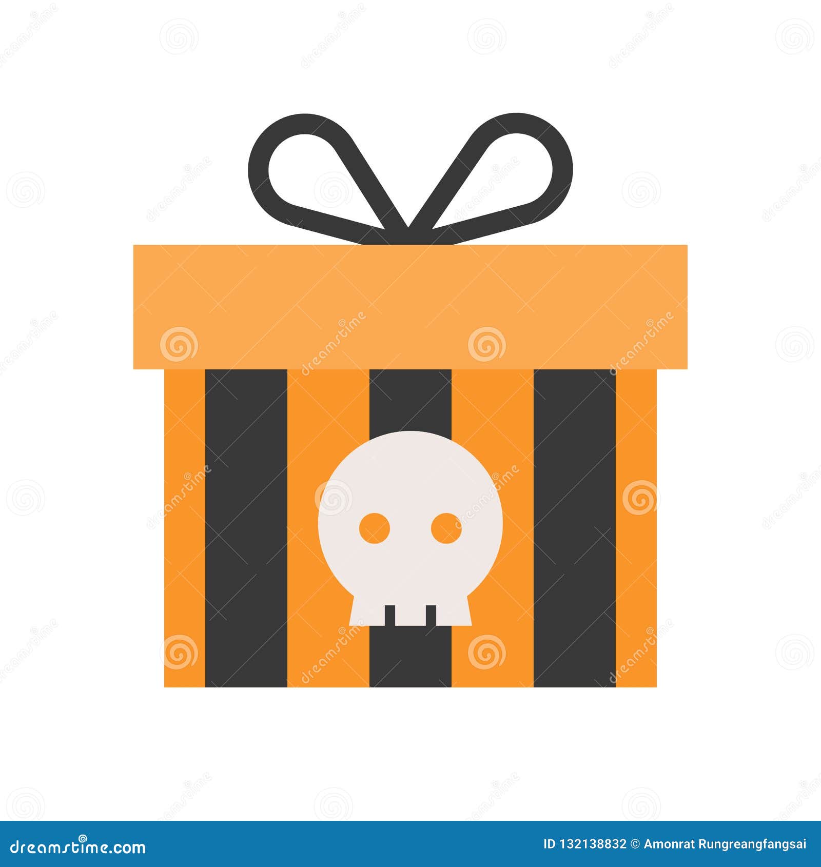 Gift Box with Skull Symbol, Halloween Related Icon Stock Vector
