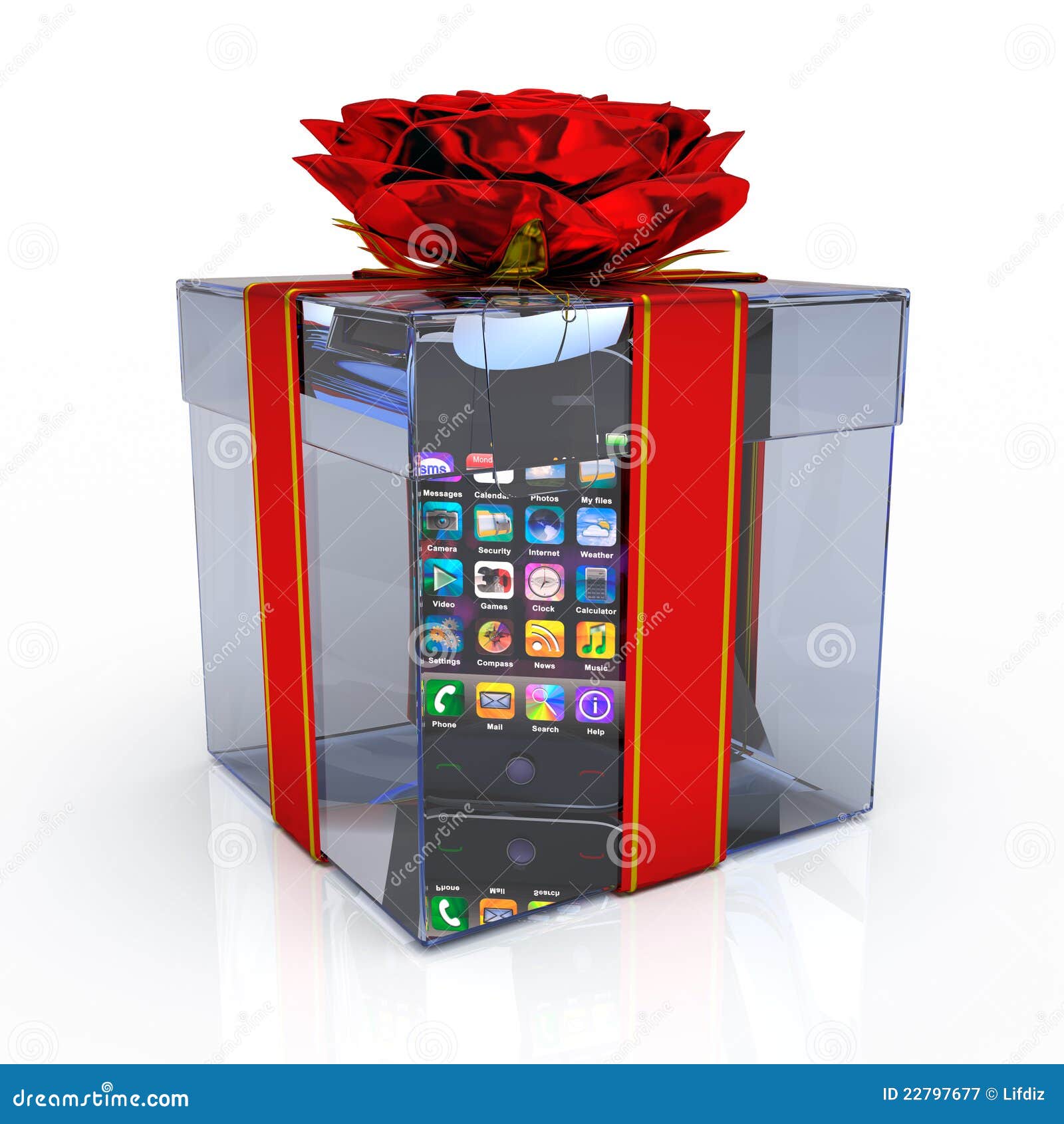 Gift box with smartphone stock illustration. Illustration of birthday 22797677