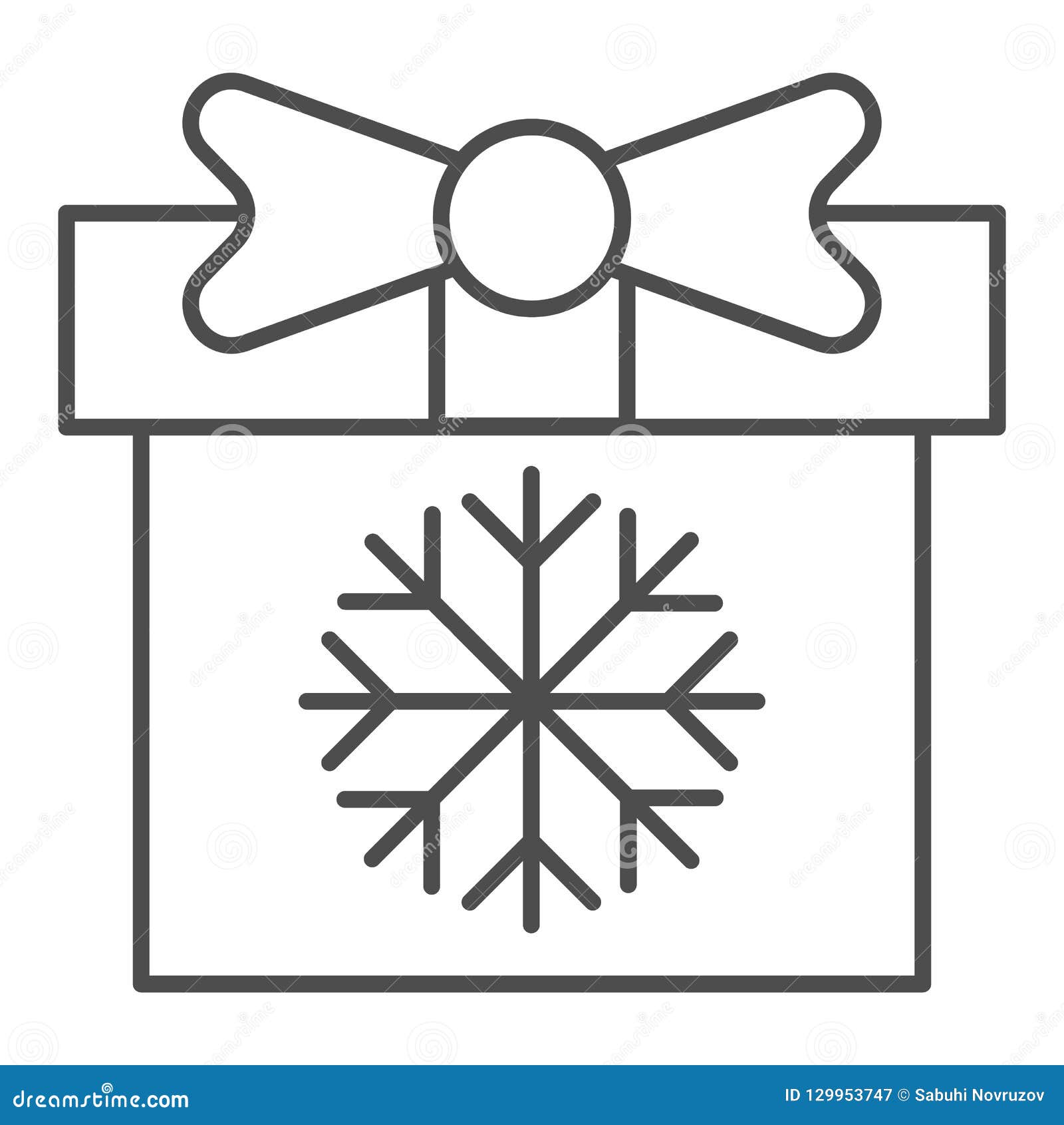 Download Gift Box With Snowflake Thin Line Icon. Present Vector ...