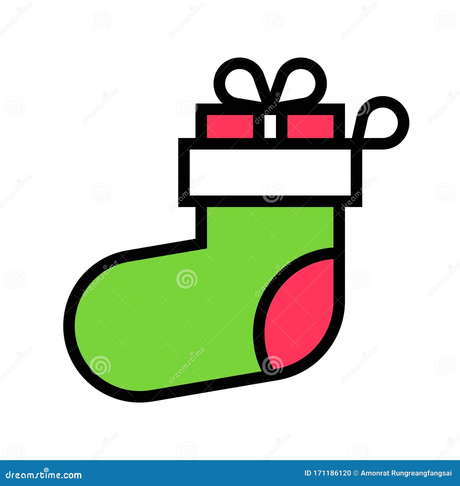 Gift Box in a Sock Vector Illustration, Filled Style Icon Stock Vector ...