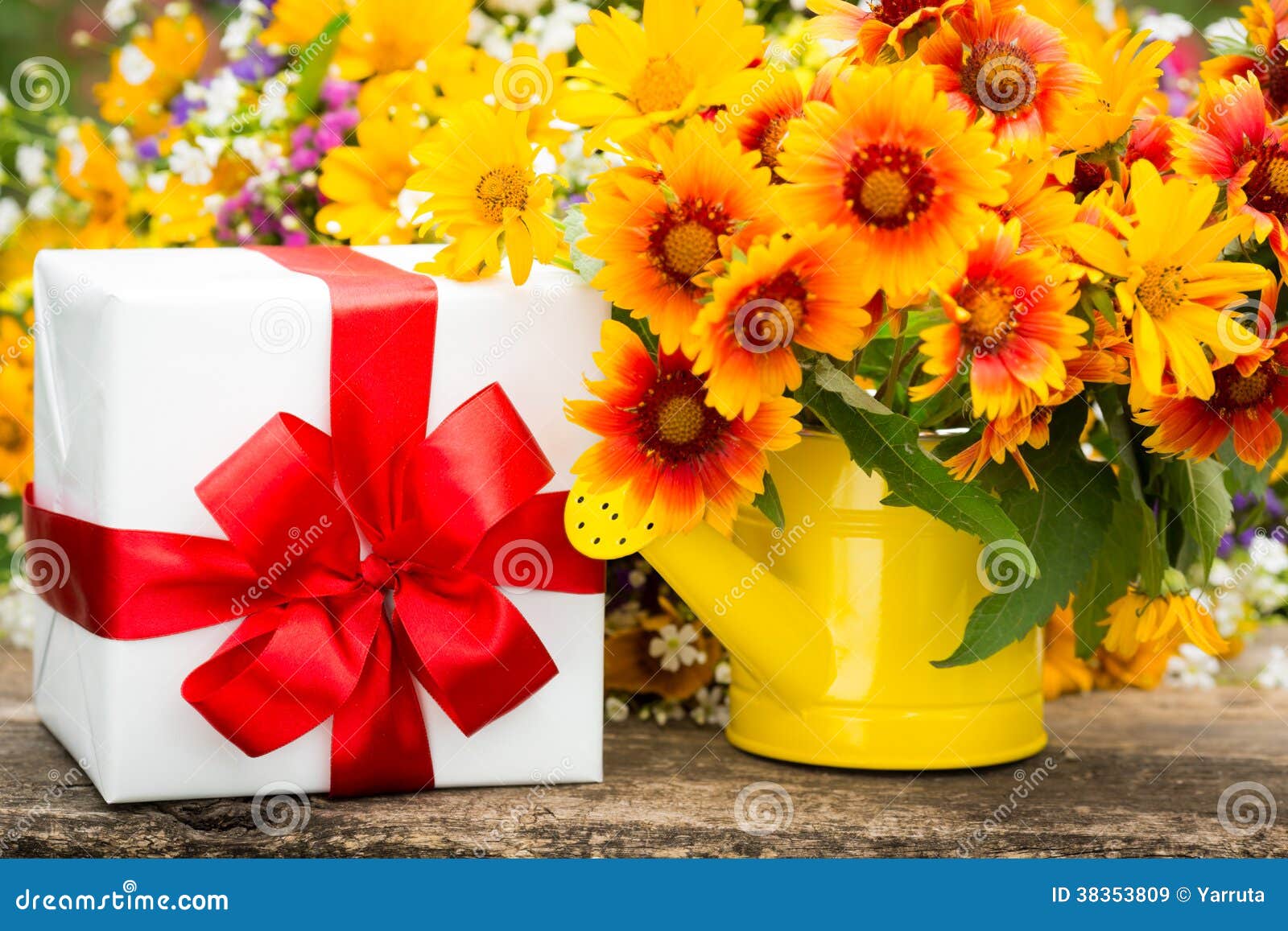 Gift Box and Spring Flowers Stock Image Image of tulips, springtime