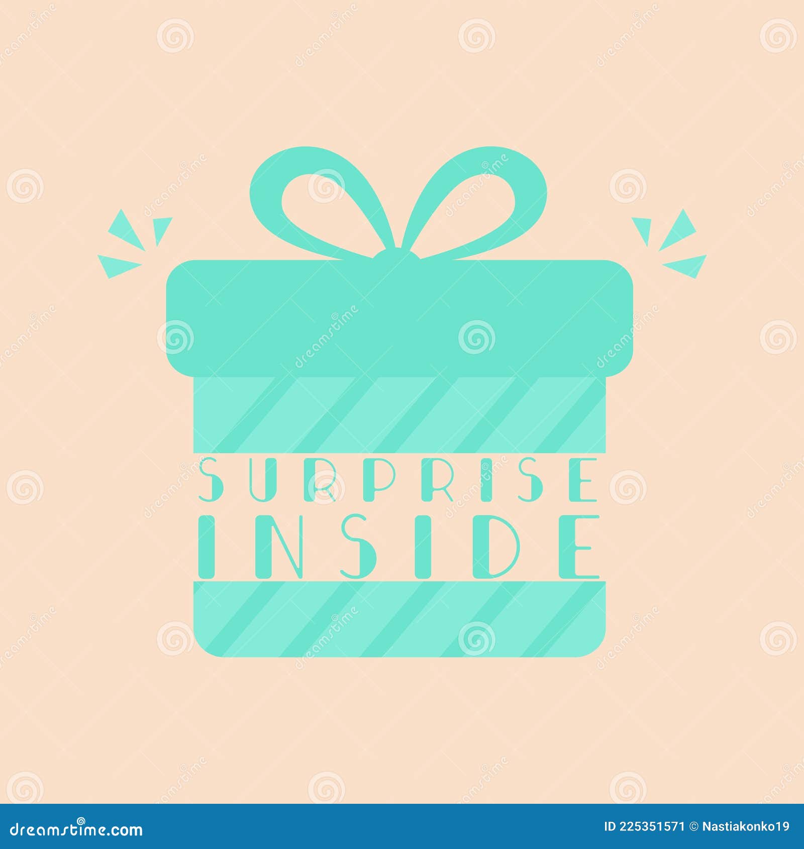 Gift Box with Text SURPRISE INSIDE. Open Gift Box Design Template Stock